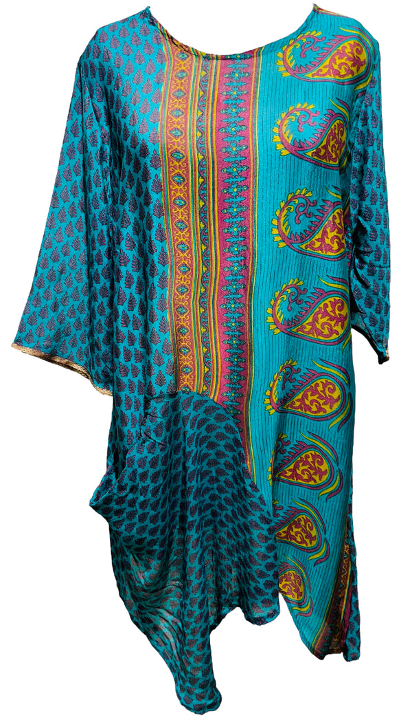 PRC3521 Avatar Pure Silk Self Pocket Tunic Dress