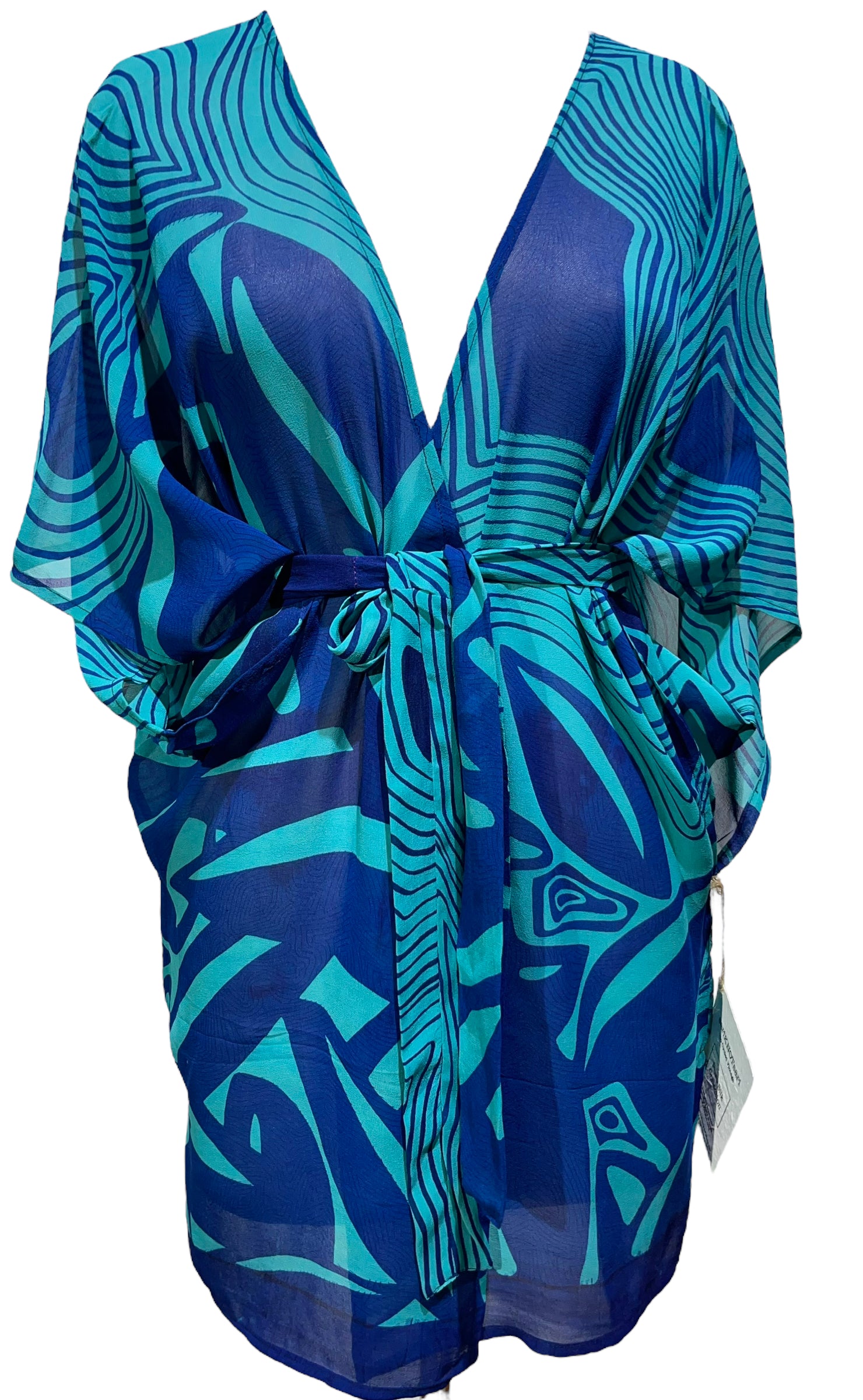 PRG3583 Sheer Avatar Pure Silk Kimono-Sleeved Jacket with Belt