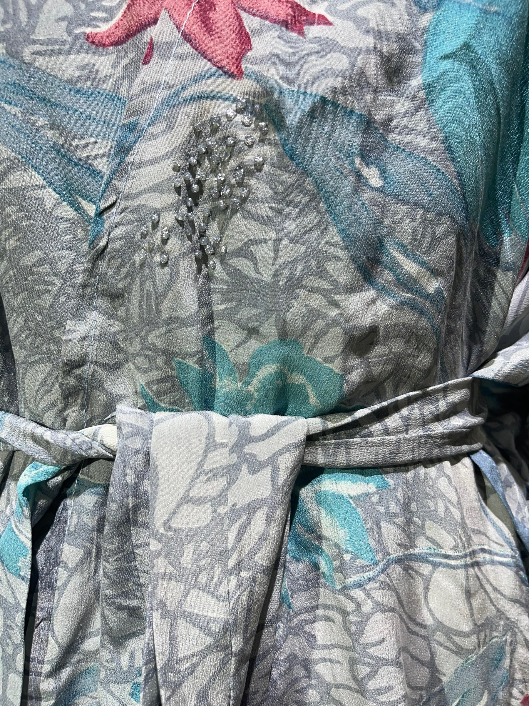 PRC3691 Wabi Sabi Pure Silk Kimono-Sleeved Jacket with Belt