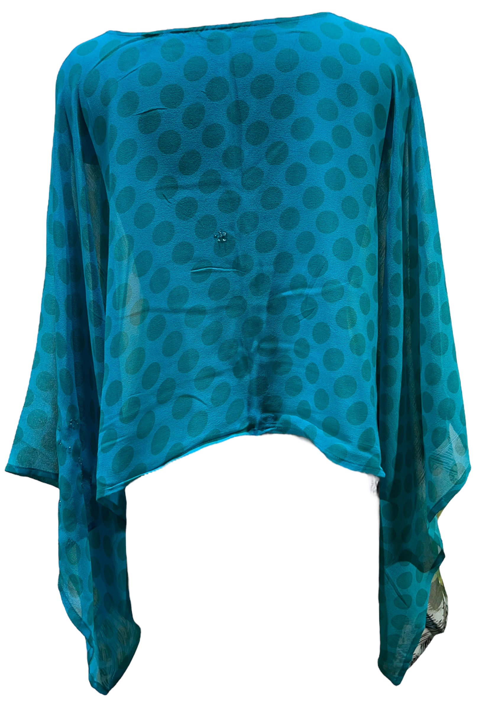 PRG5432  Sheer Avatar Pure Silk Kimono-Sleeved Top