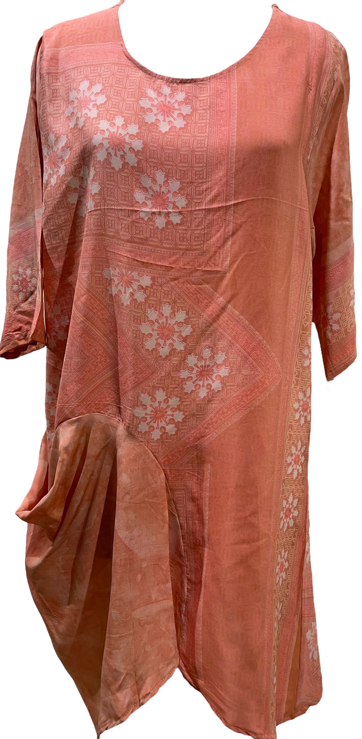 PRC5483 Wabi Sabi Pure Silk Self Pocket Tunic Dress