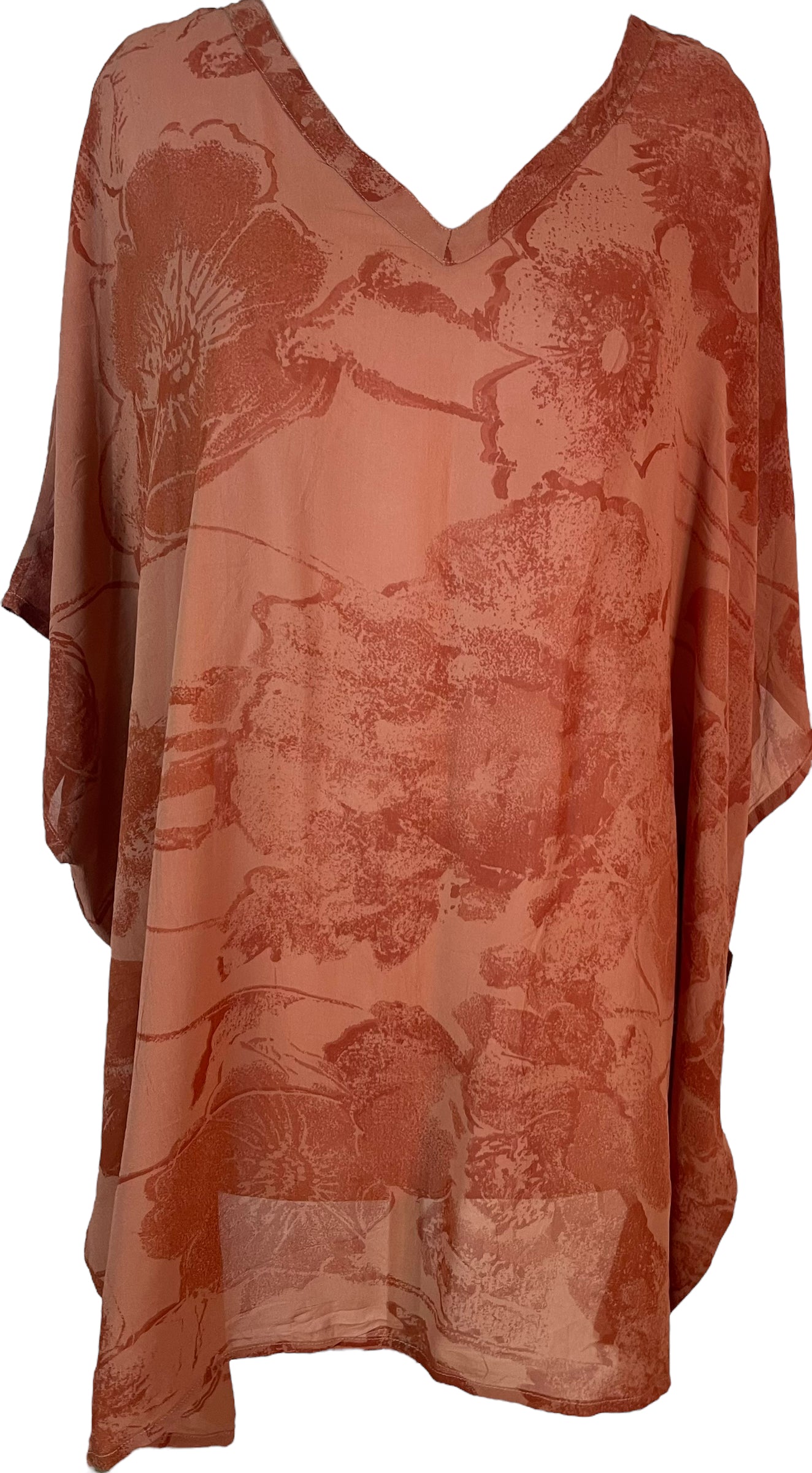 PRG5626 Sheer Wabi Sabi Pure Silk Short Kaftan Tunic