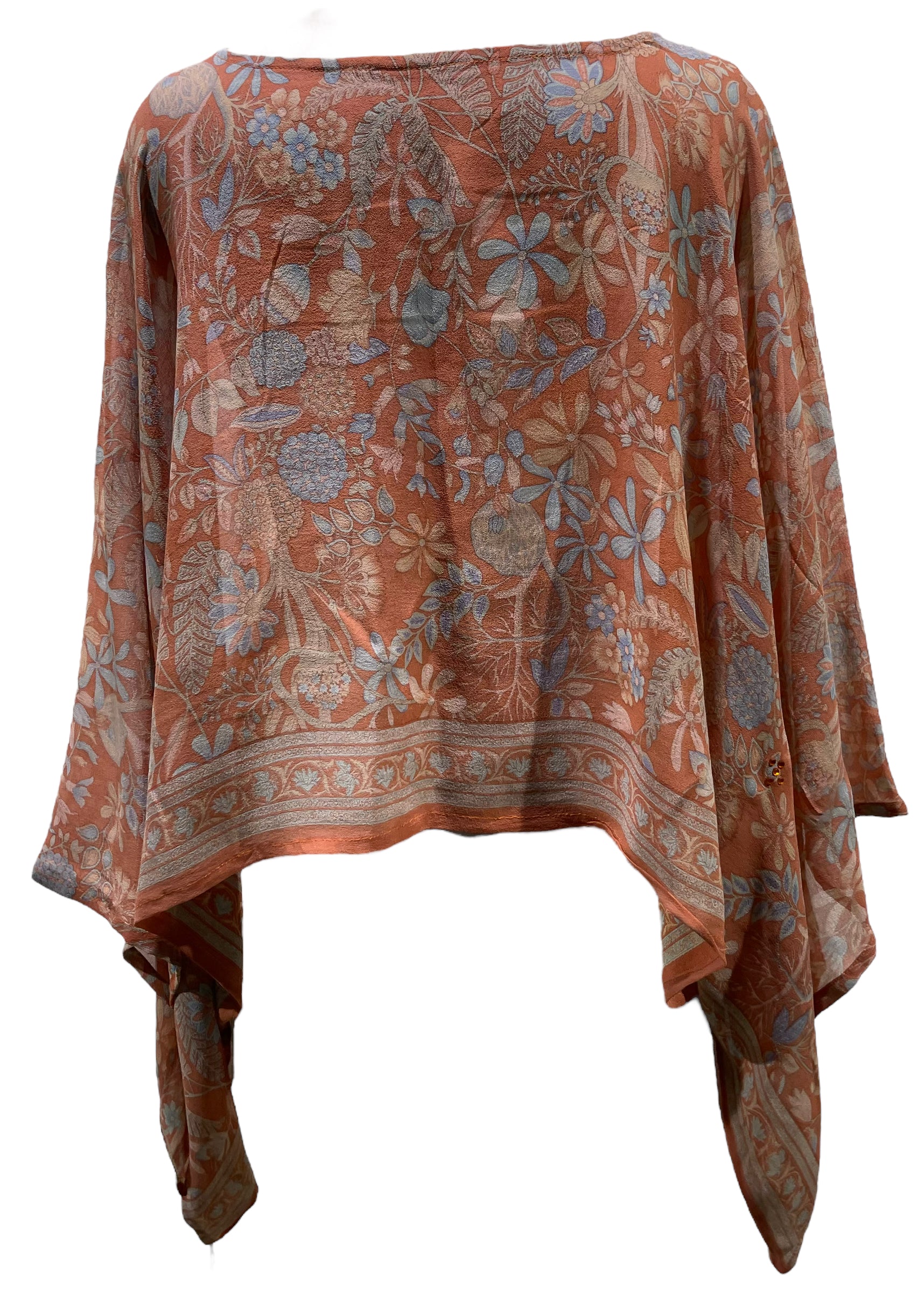 PRG4937  Sheer Avatar Pure Silk Kimono-Sleeved Top