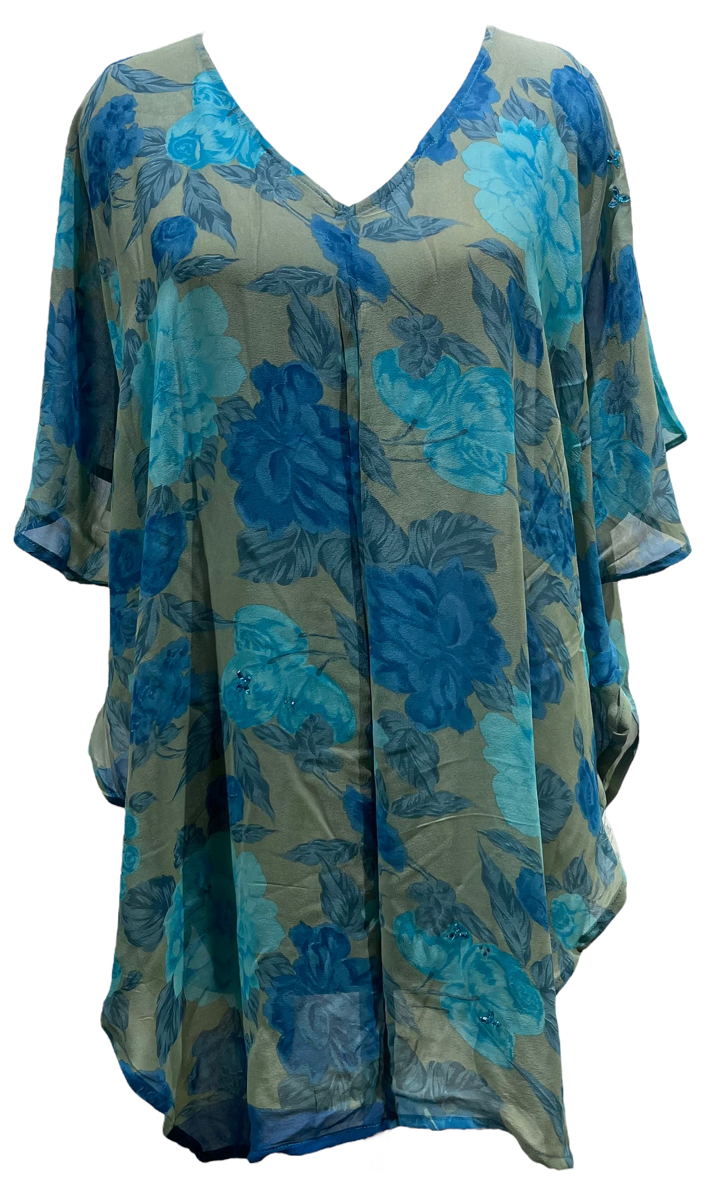 PRG5240  Sheer Avatar Pure Silk Waterfall Top