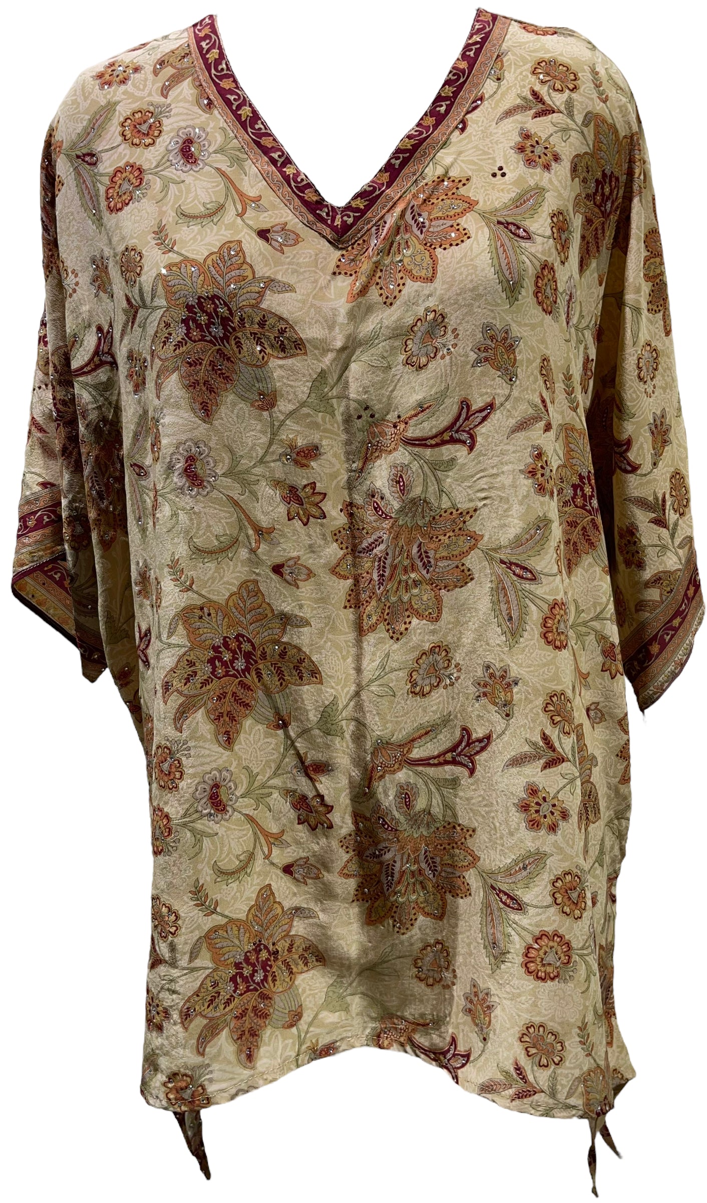 PRC4277 Avatar Pure Silk Long Tunic with Side Ties