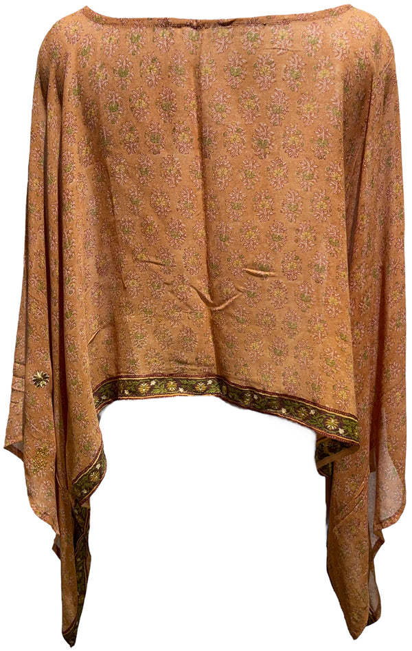 PRG3602 Sheer Avatar Pure Silk Kimono-Sleeved Top