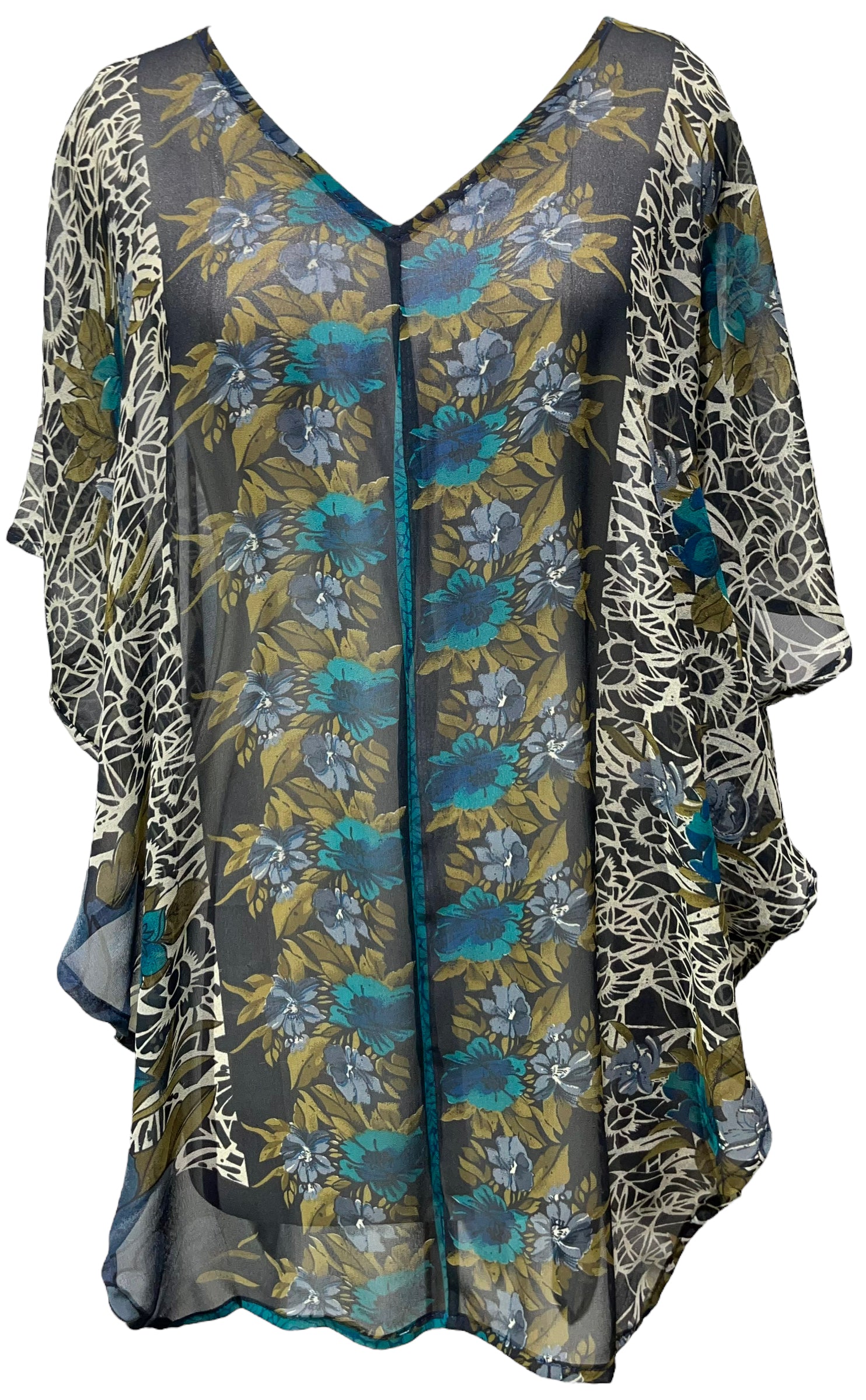 PRG5169 Sheer Avatar Pure Silk Waterfall Top