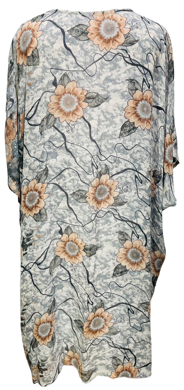 PRG3541 Sheer Avatar Pure Silk Midi Length Kaftan