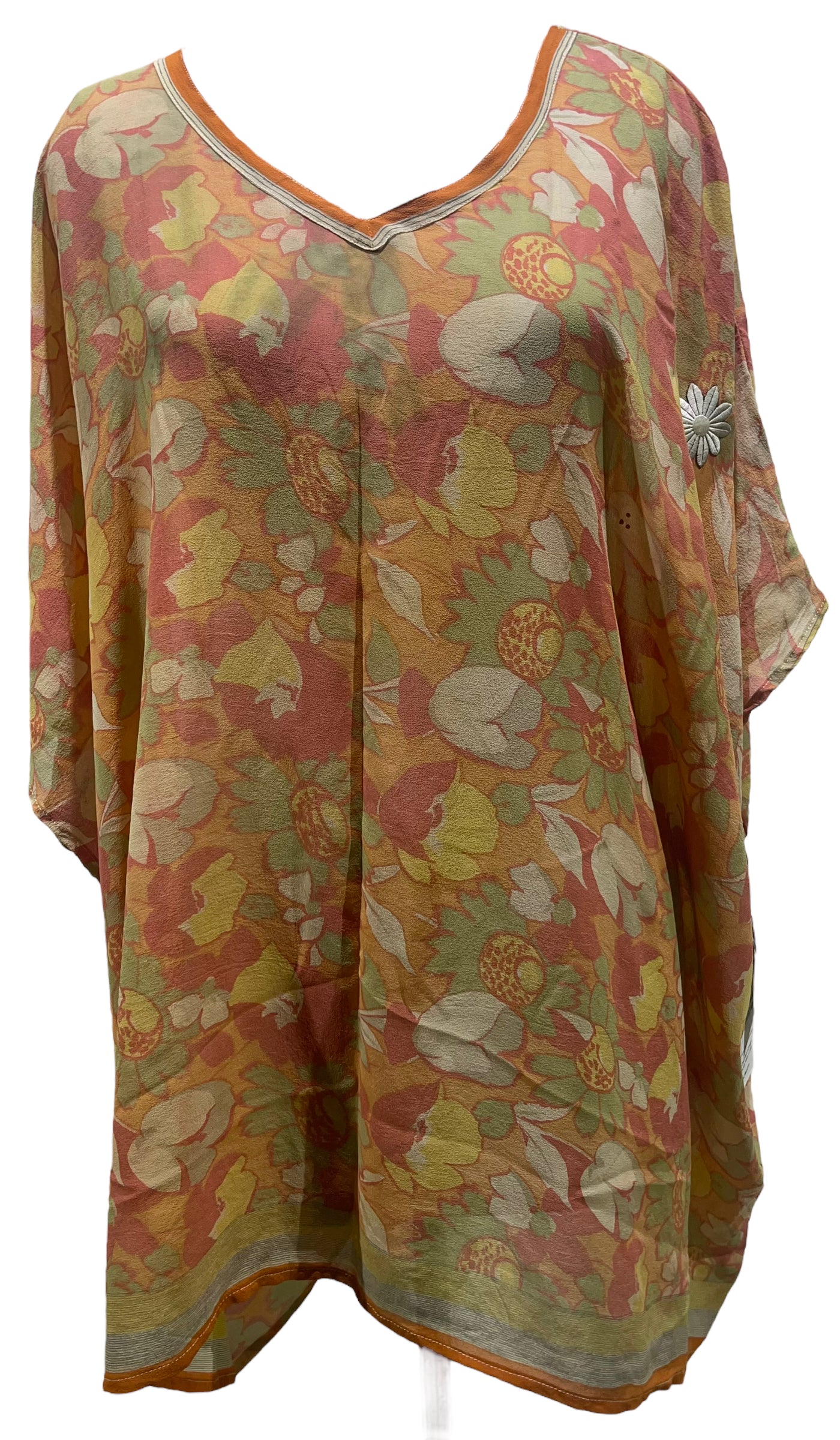 PRG5443 Sheer Wabi Sabi Pure Silk Short Kaftan Tunic