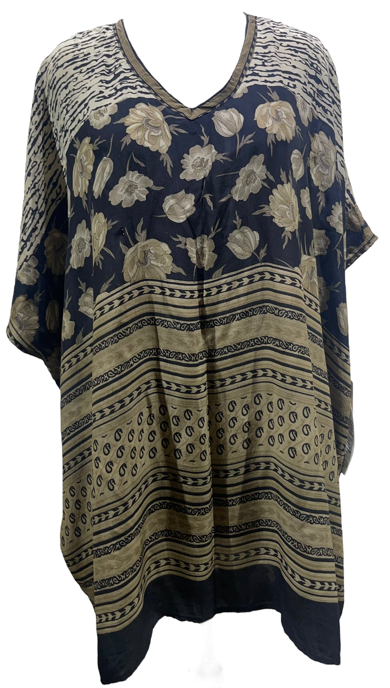 PRC5413 Wabi Sabi Pure Silk Short Kaftan Tunic