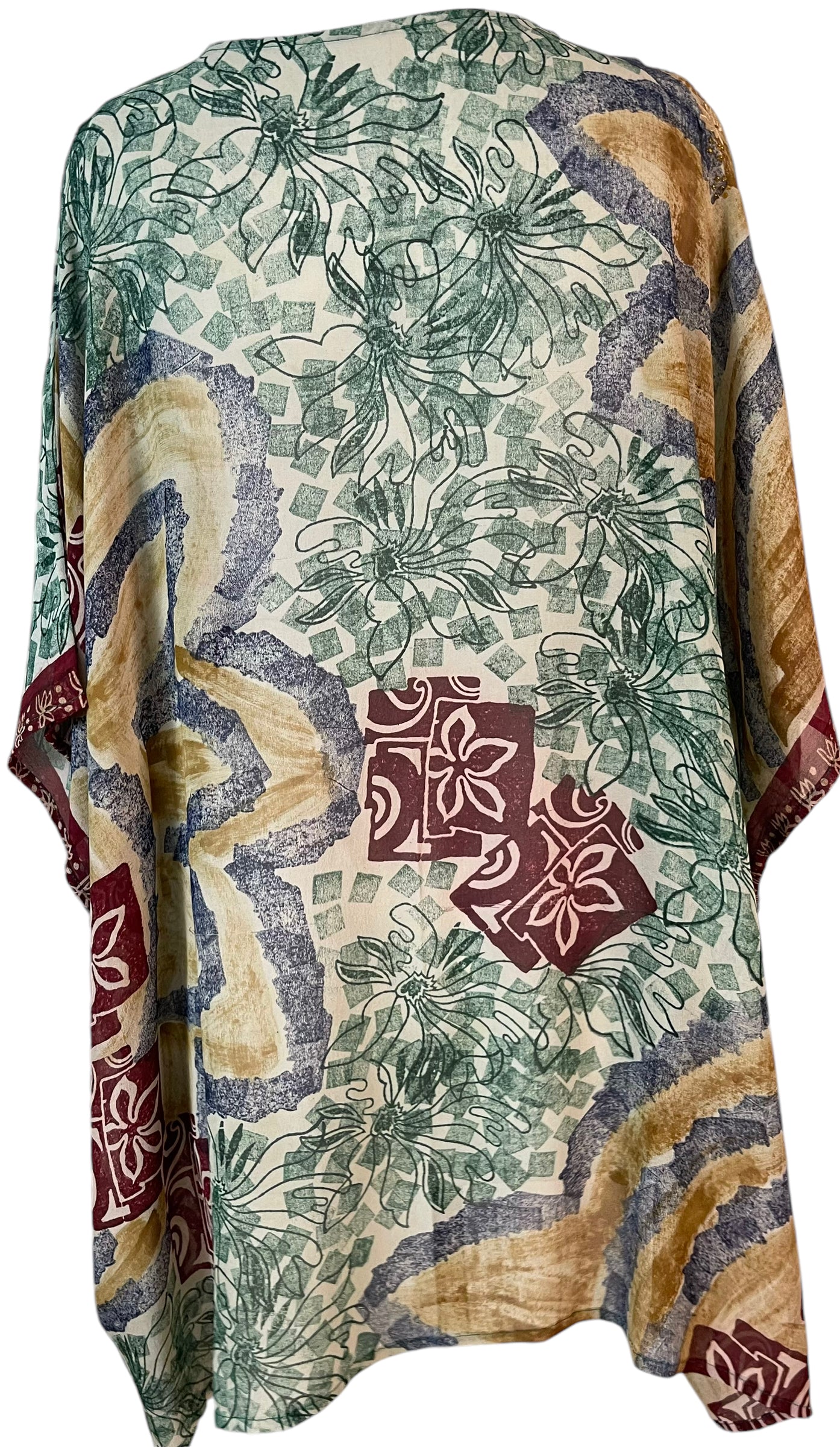 PRG5781 Sheer Wabi Sabi Pure Silk Short Kaftan Tunic