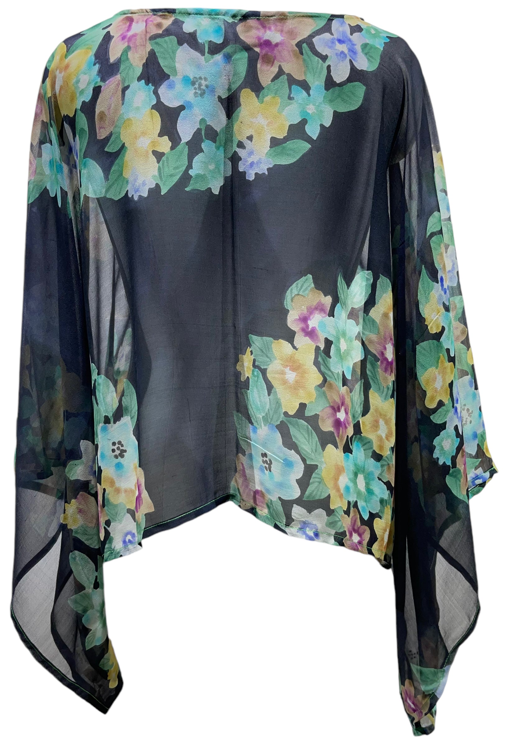 PRG4940  Sheer Avatar Pure Silk Kimono-Sleeved Top