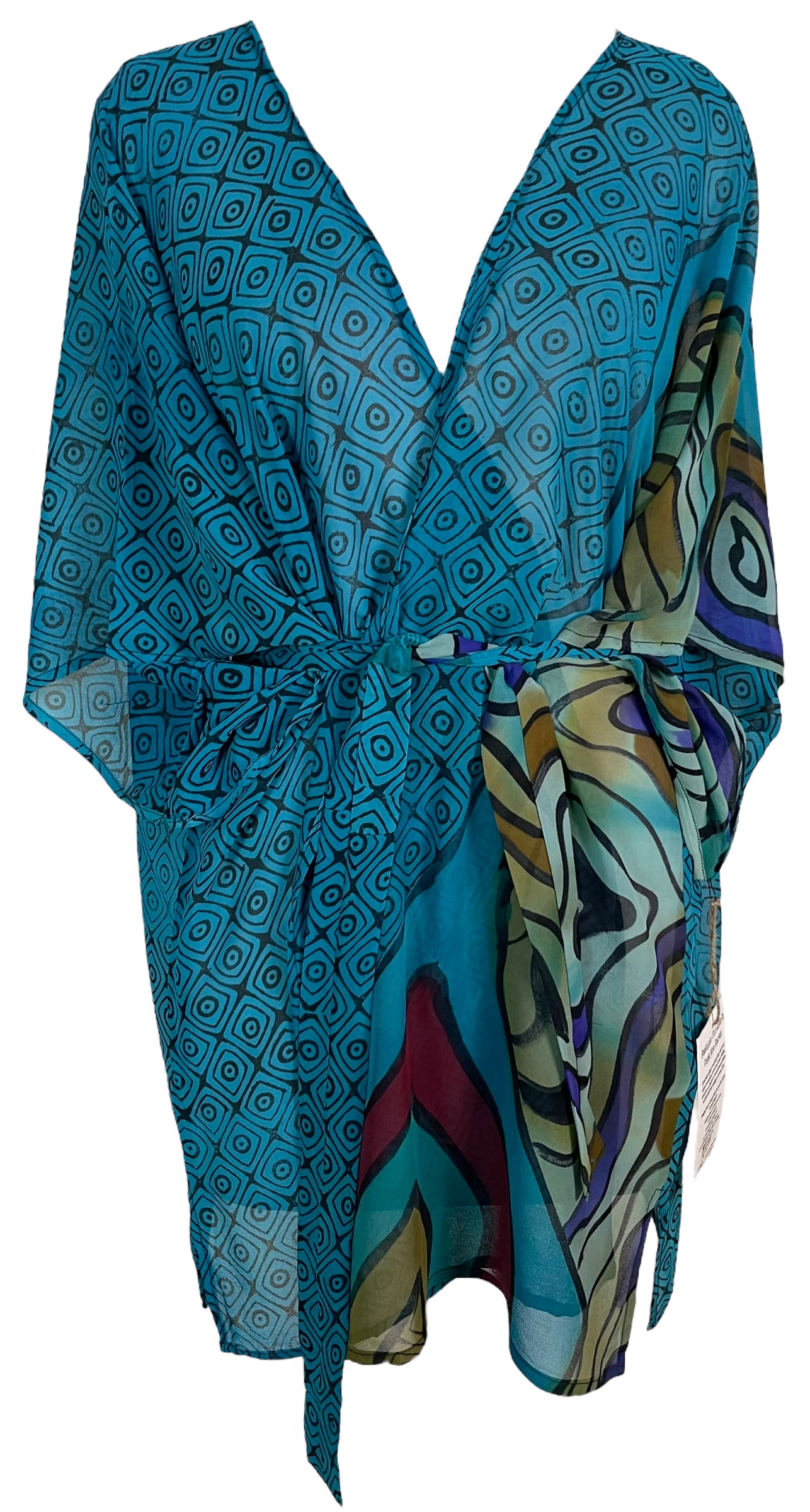 PRG5395 Sheer Avatar Pure Silk Kimono-Sleeved Jacket with Belt