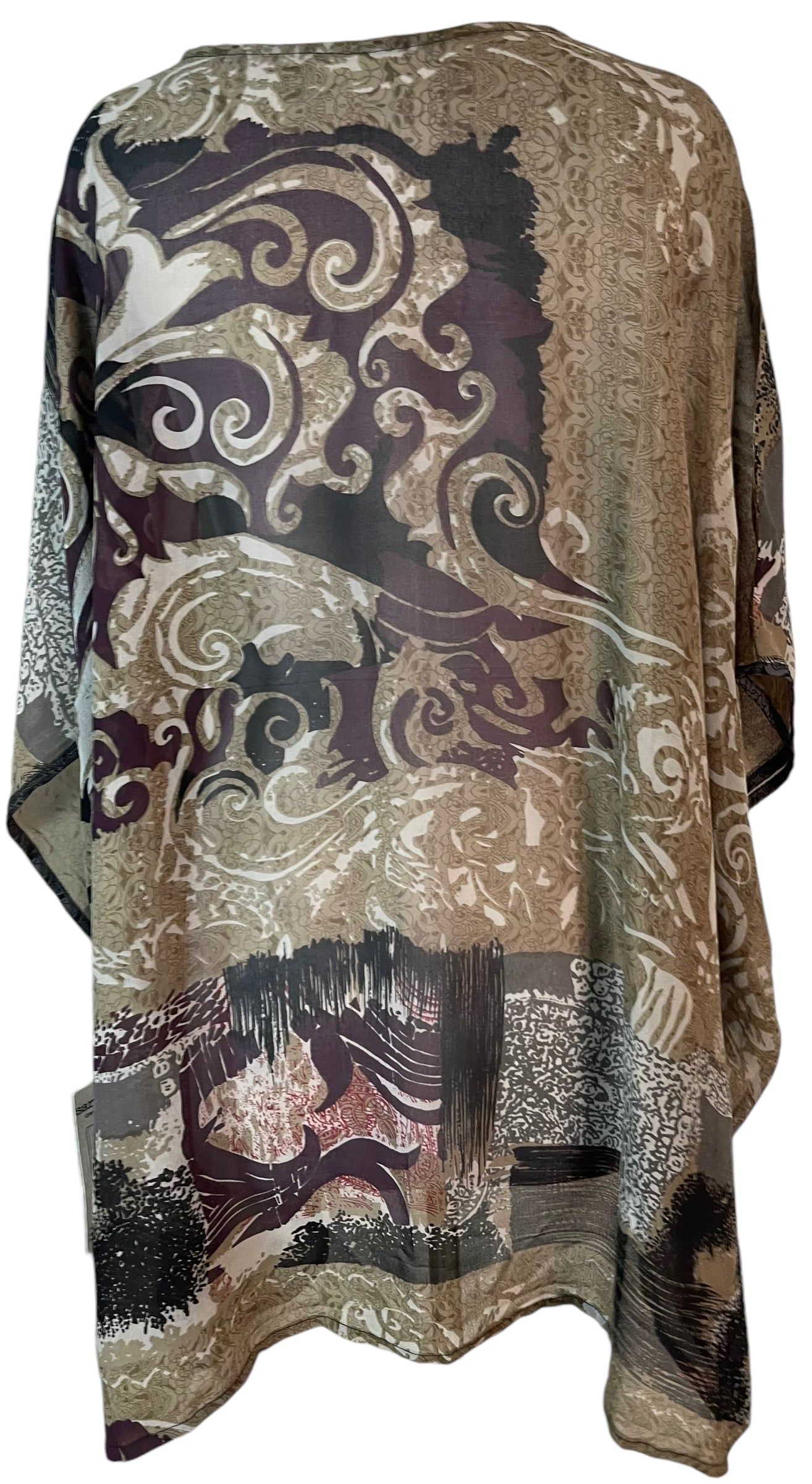 PRG5790 Sheer Wabi Sabi Pure Silk Short Kaftan Tunic