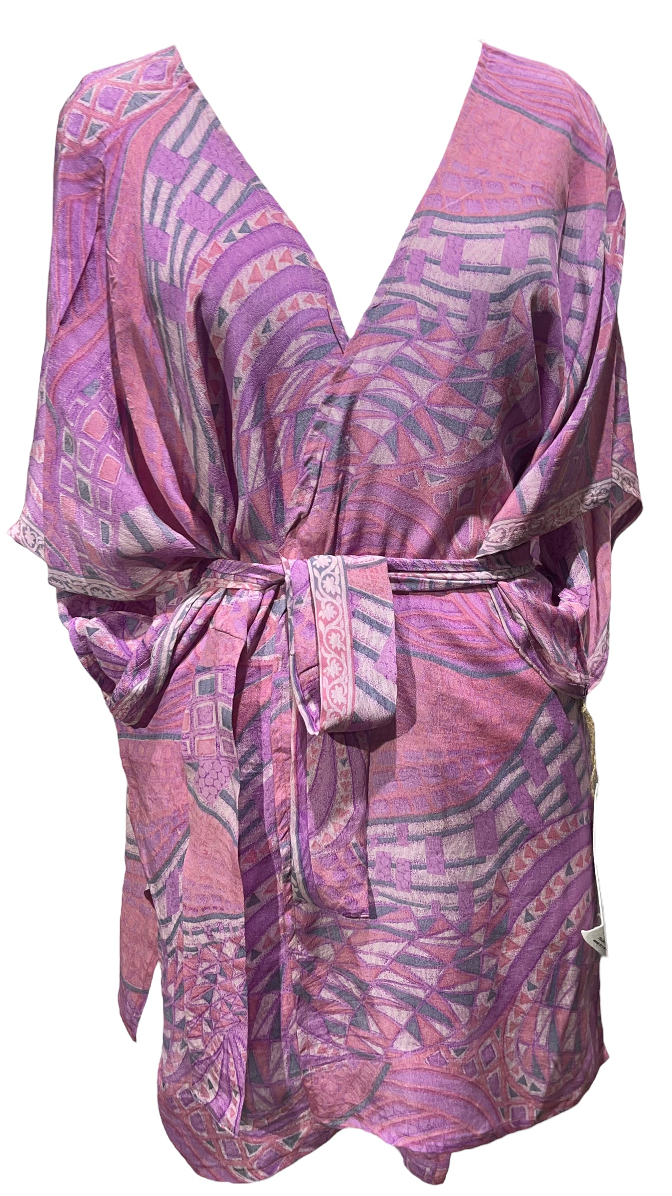 PRC4891 Avatar Pure Silk Kimono-Sleeved Jacket with Belt