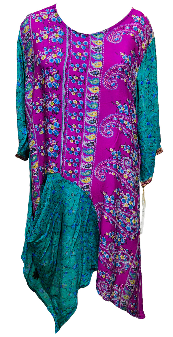PRC3527 Avatar Pure Silk Self Pocket Tunic Dress