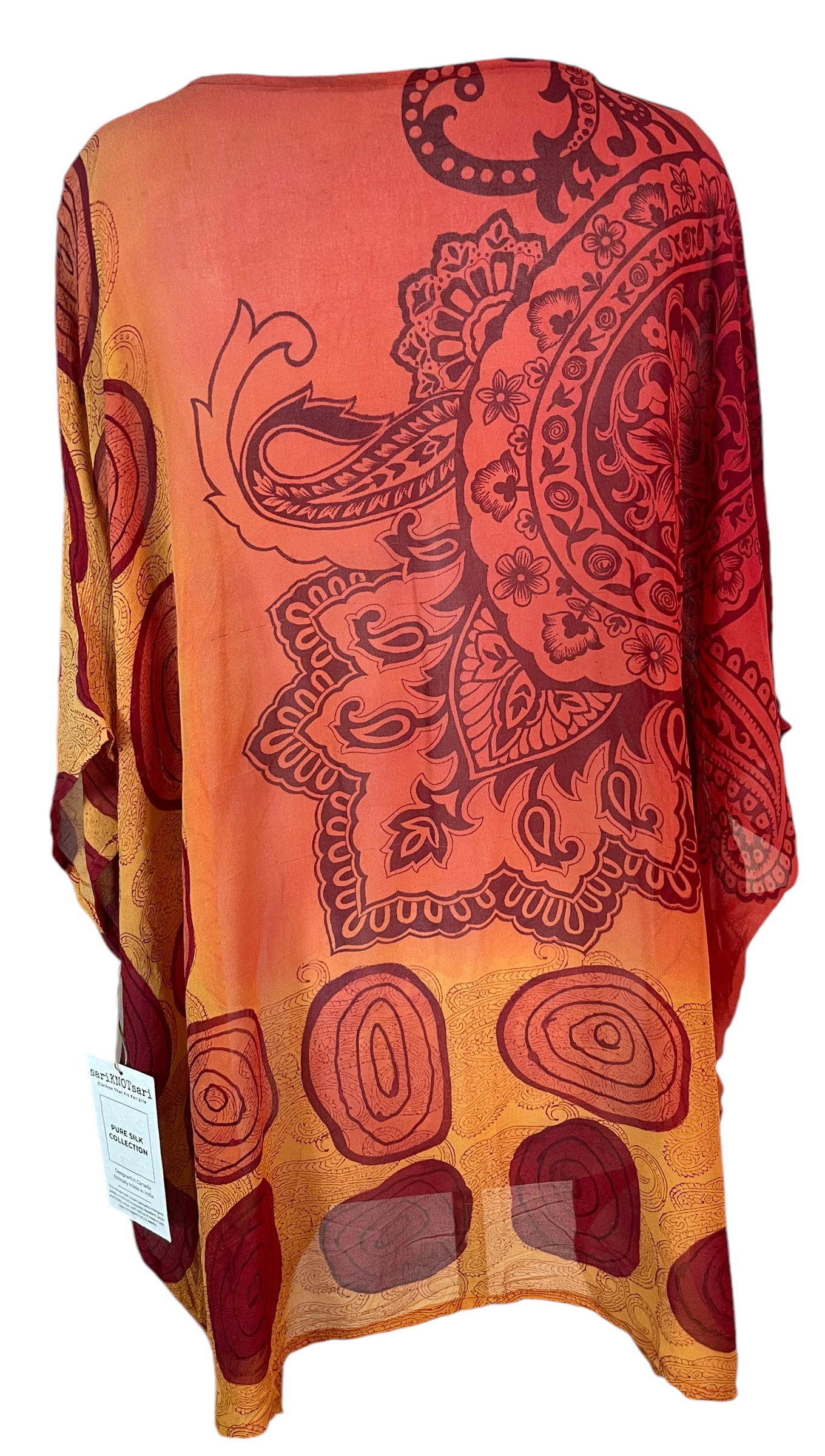 PRG5776 Sheer Wabi Sabi Pure Silk Short Kaftan Tunic