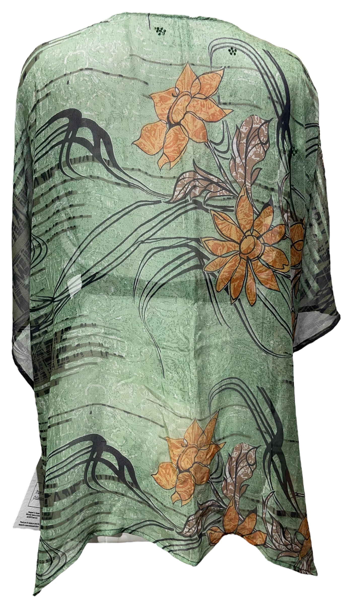 PRG3887 Sheer Avatar Pure Silk Kimono-Sleeved Jacket with Belt