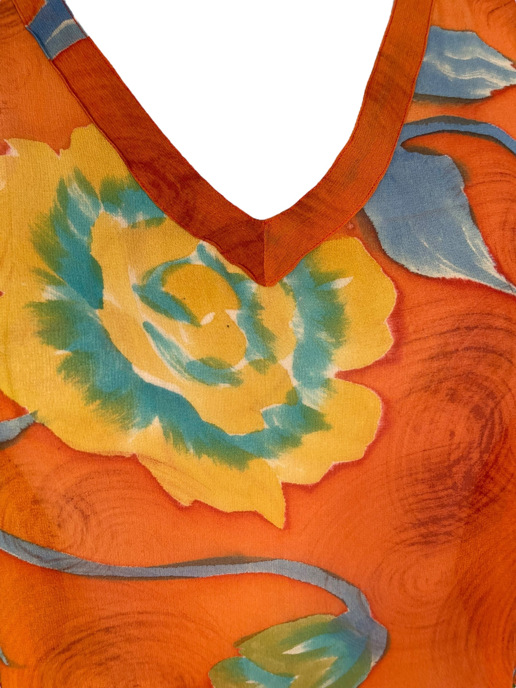 LADY LUCK PRG7140 Sheer Avatar Pure Silk Long Tunic with Side Ties