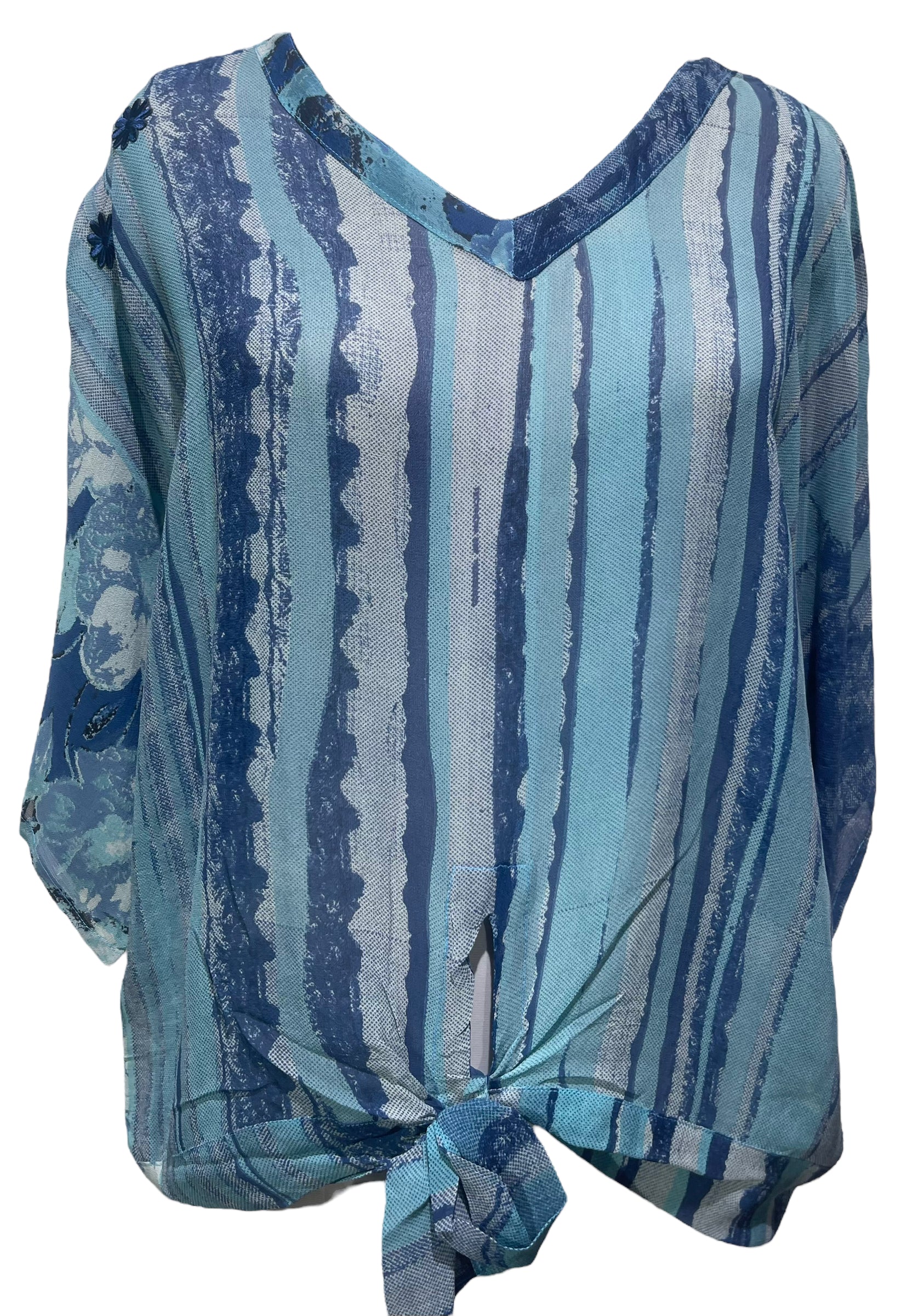 PRG3324 Sheer Avatar Pure Silk Front Tie Top