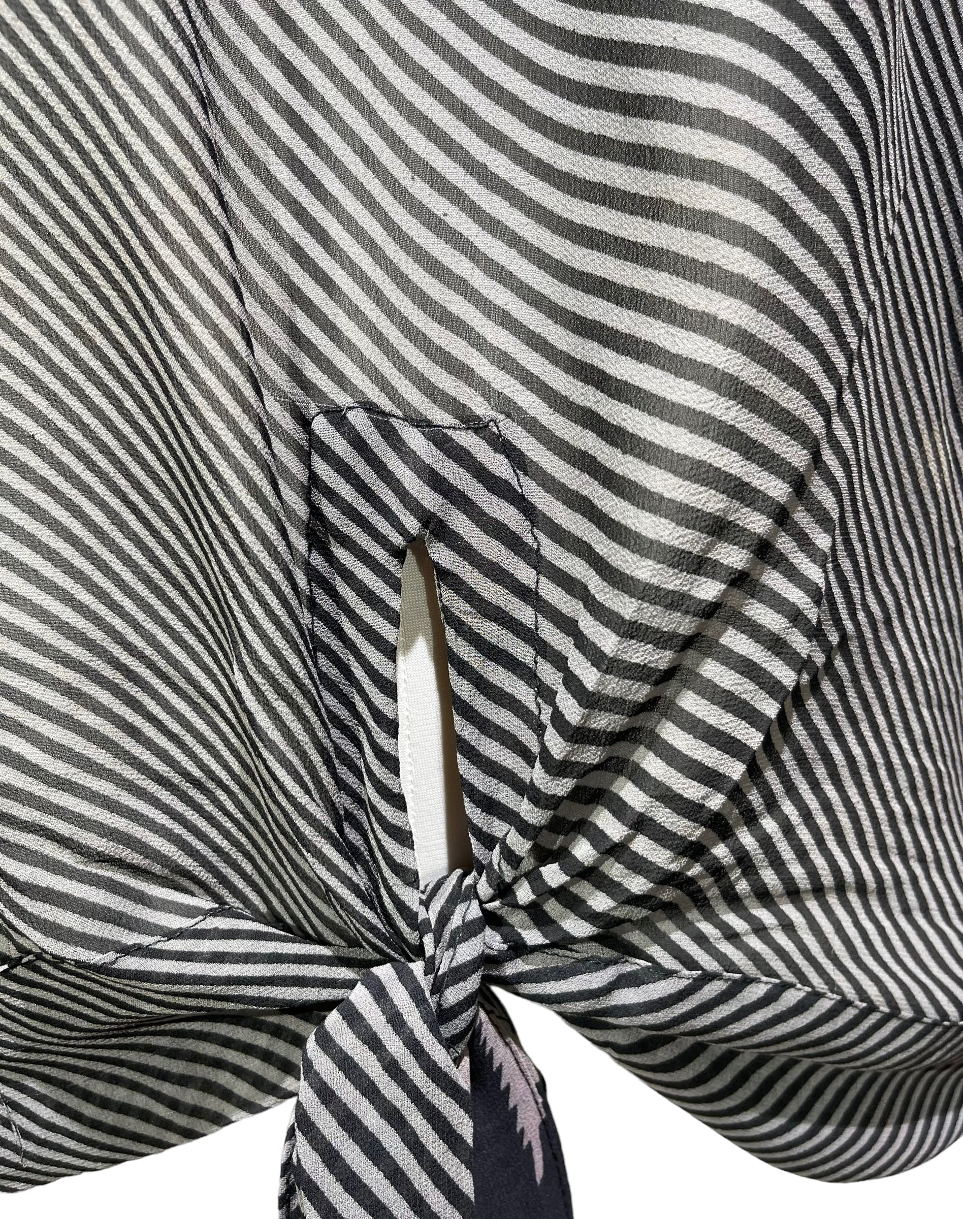 PRG3321 Sheer Wabi Sabi Pure Silk Front Tie Top