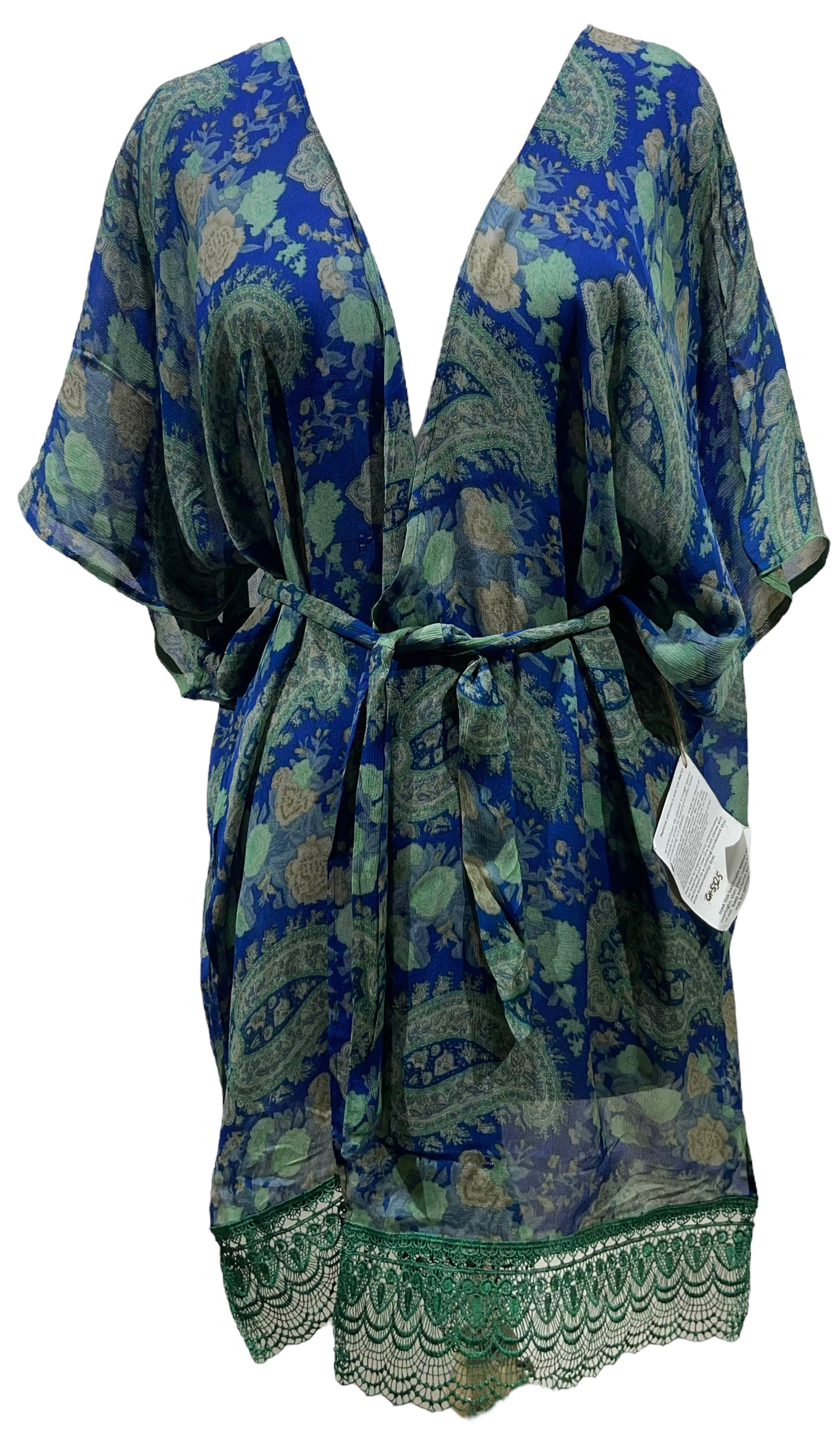 PCH5325 Sheer Chiffon  Avatar Pure Silk Kimono-Sleeved Jacket with Belt