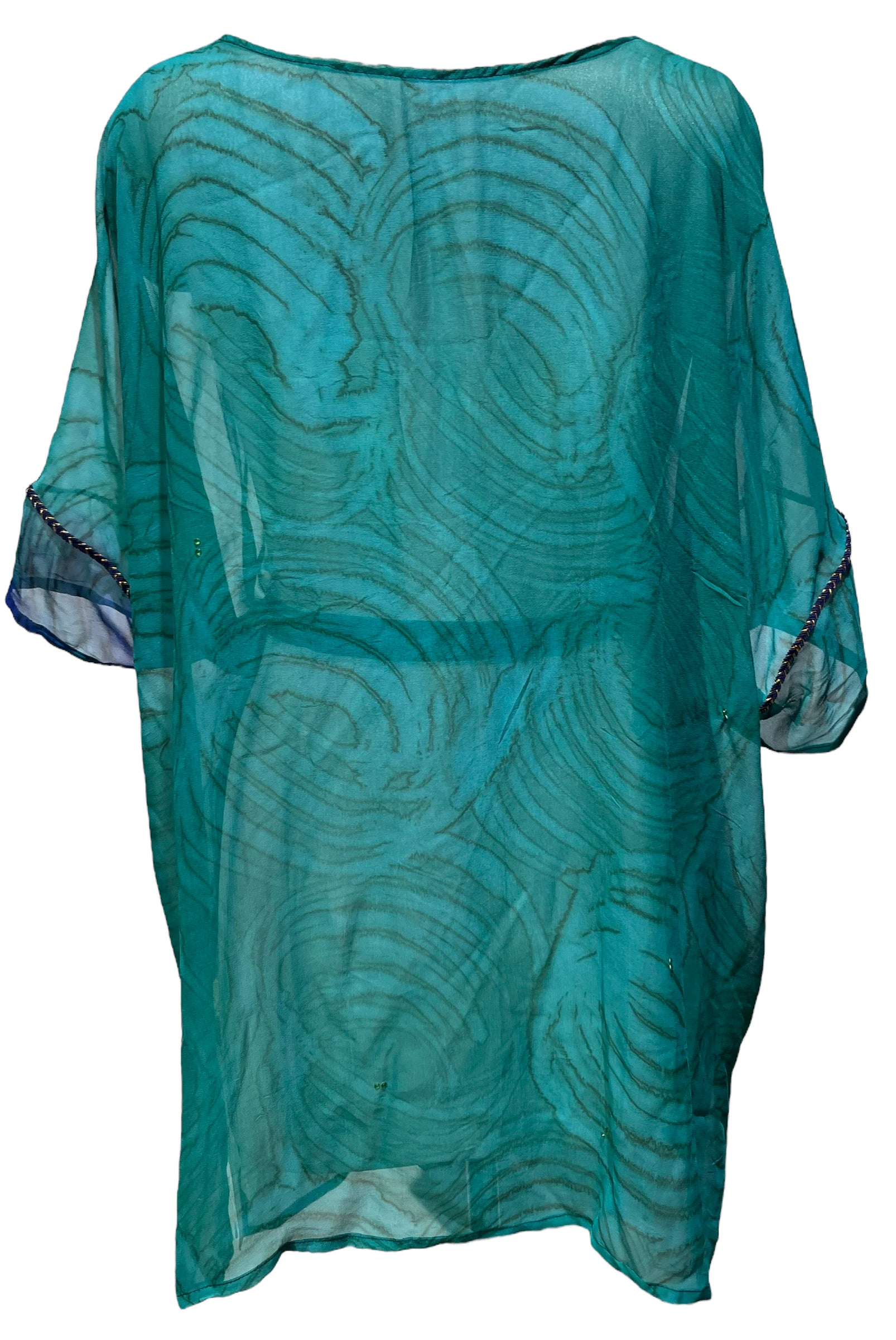 PRG4866 Sheer Avatar Pure Silk Kimono-Sleeved Jacket with Belt