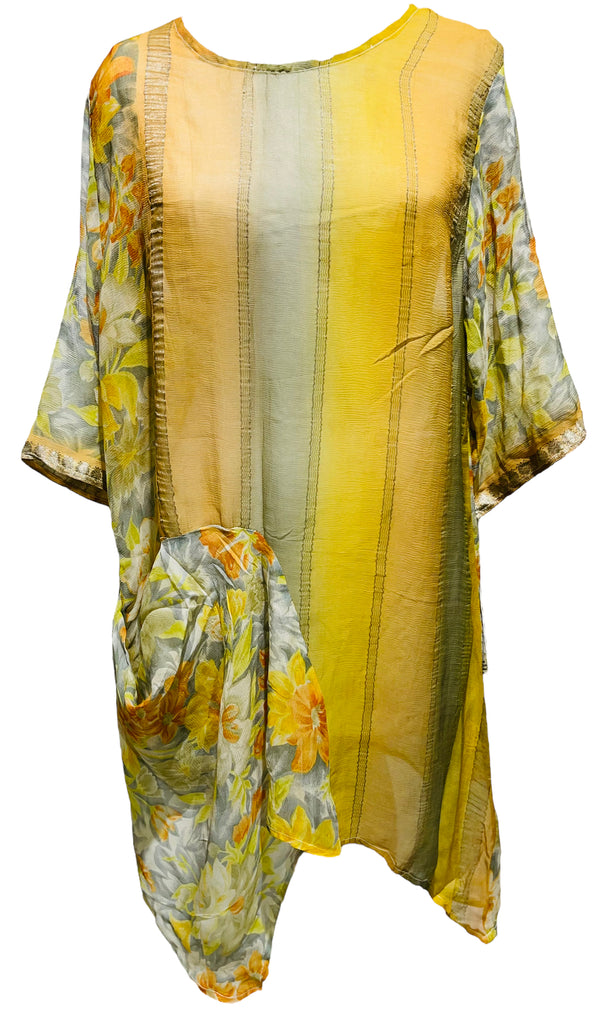 PRG3506 Sheer Avatar Pure Silk Self Pocket Tunic Dress