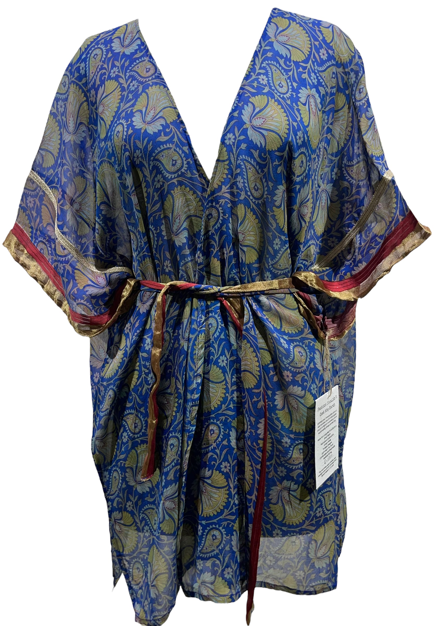 PRG5541 Sheer Avatar Pure Silk Kimono-Sleeved Jacket with Belt