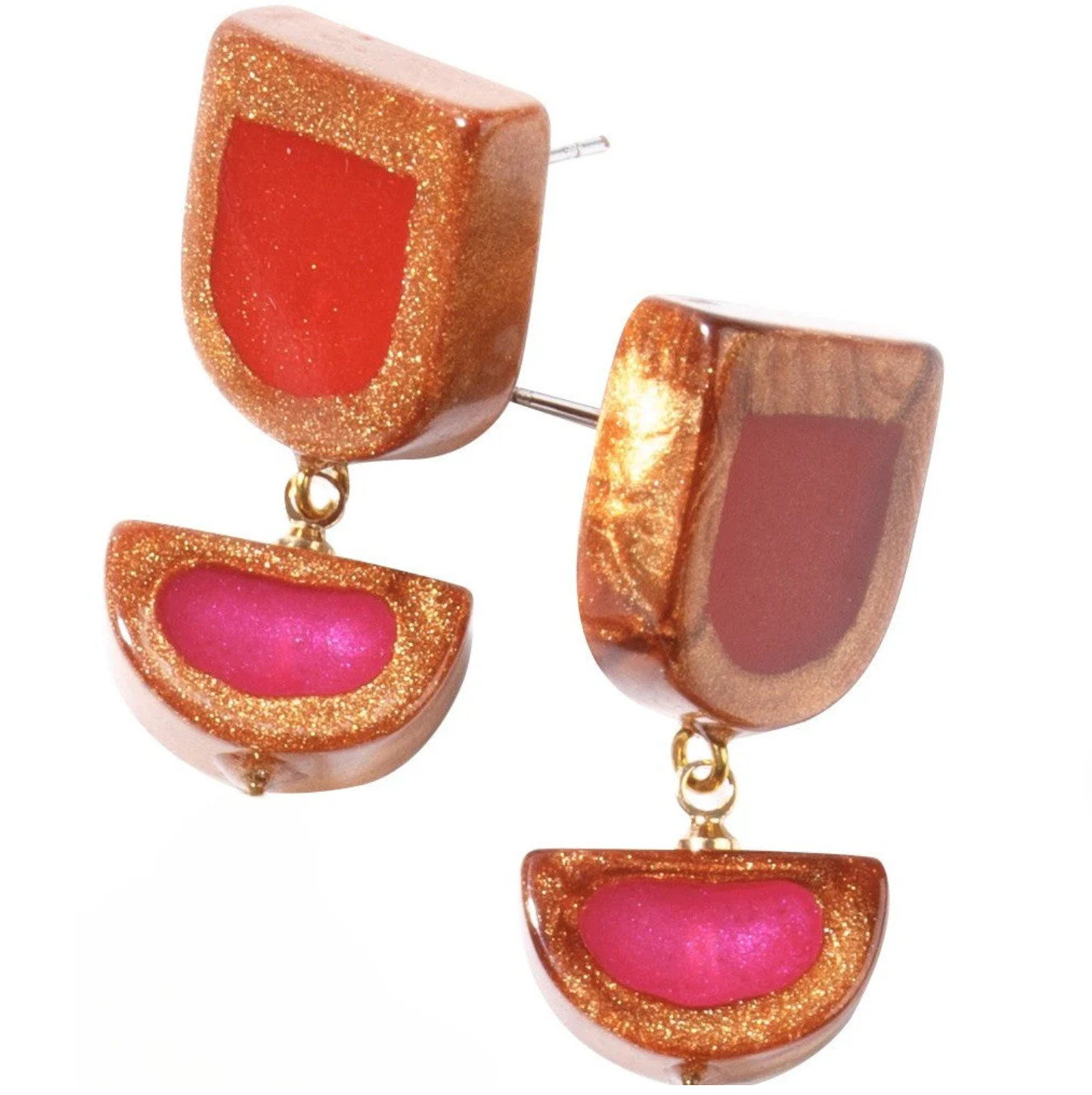 Mini Winter Pink and Red Fara Earrings