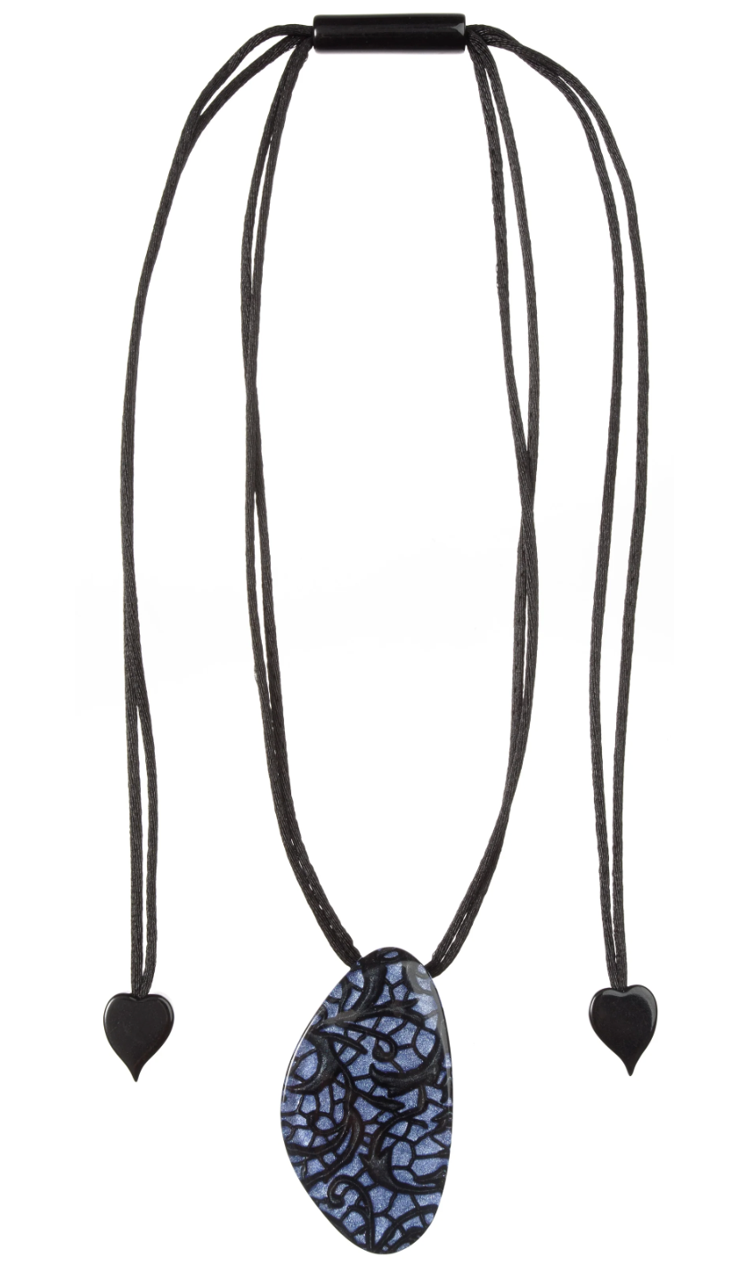 Winter Periwinkle Blue Peace 1 Bead Pendant with Adjustable Cord Necklace