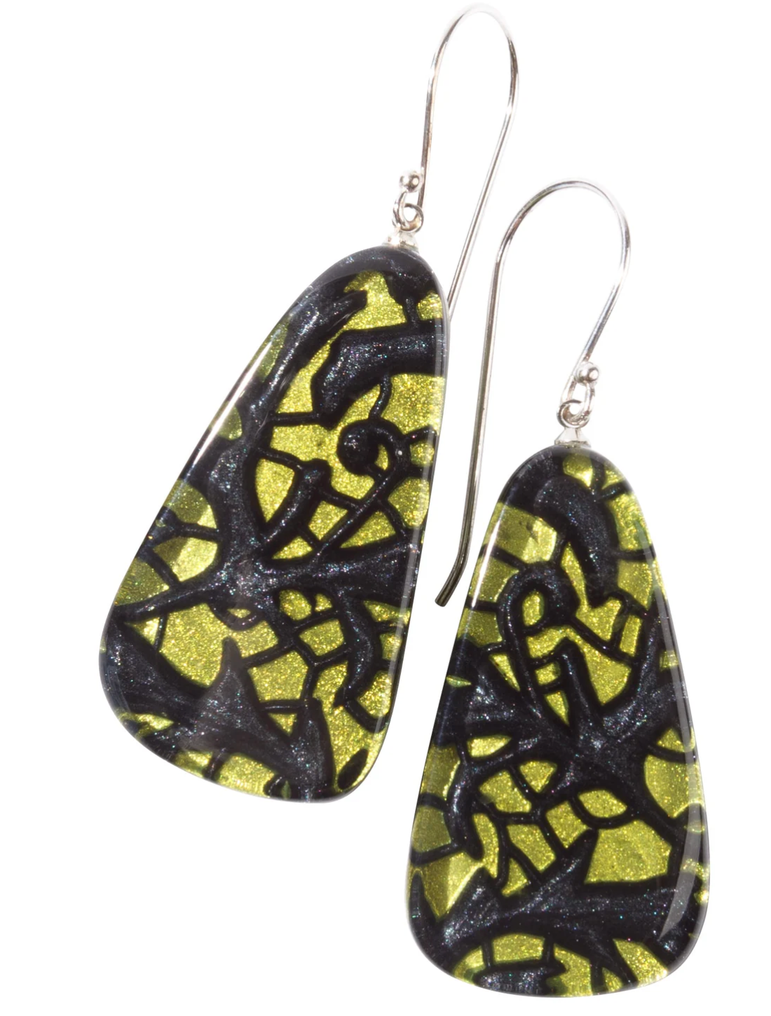 Winter Moss Green Peace Earrings - Short Hook