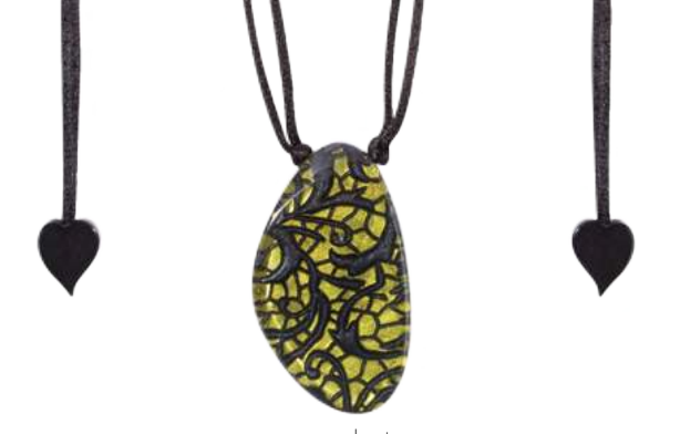 Winter Moss Green Peace 1 Bead Pendant with Adjustable Cord Necklace