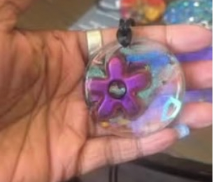 Purple Flower in Space Pendant