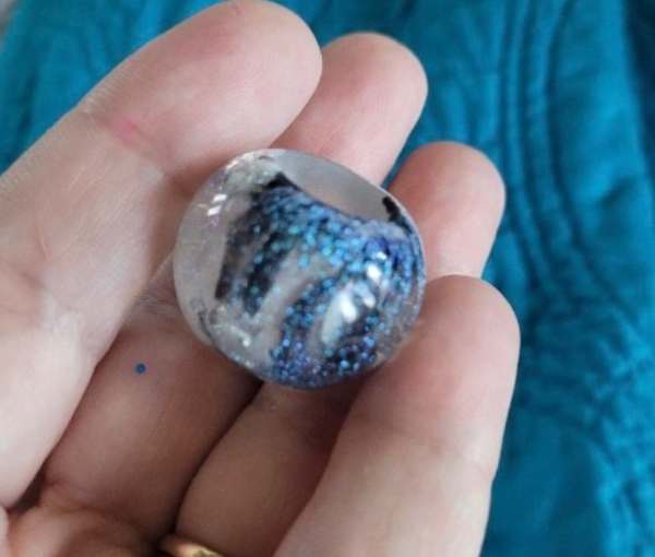 Duplicate White Diamond Blue Shimmer Bead