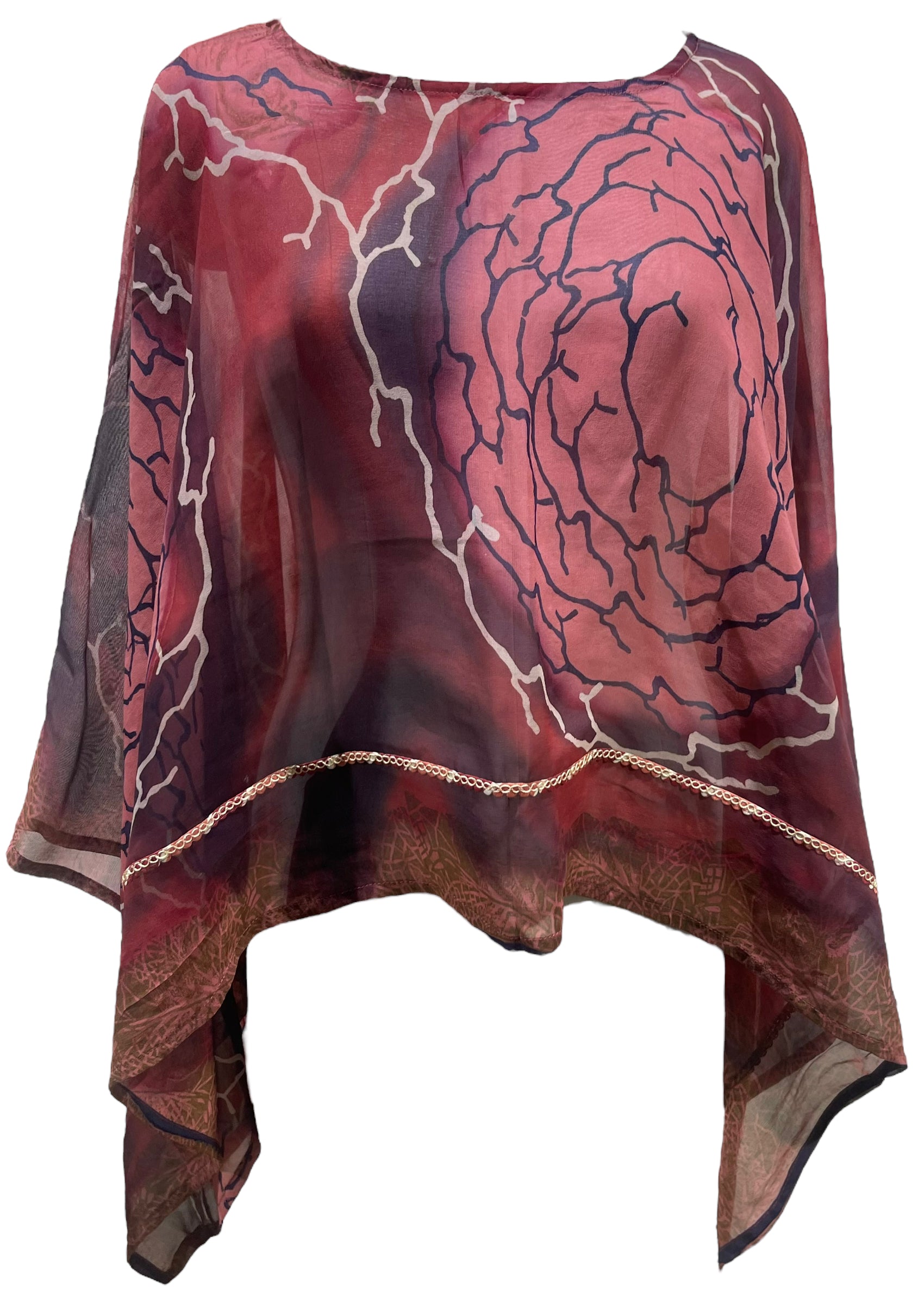 PRG5553 Sheer Avatar Pure Silk Capelet Poncho