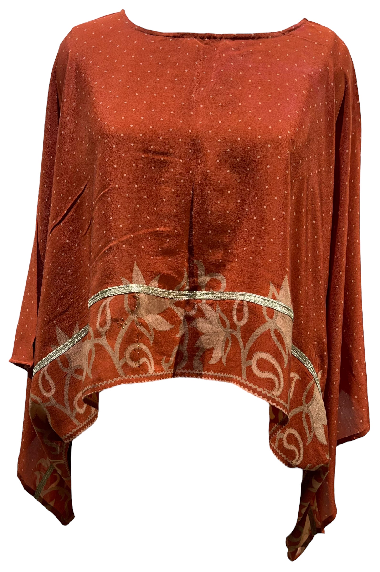 PRC5422  Wabi Sabi Pure Silk Kimono-Sleeved Top