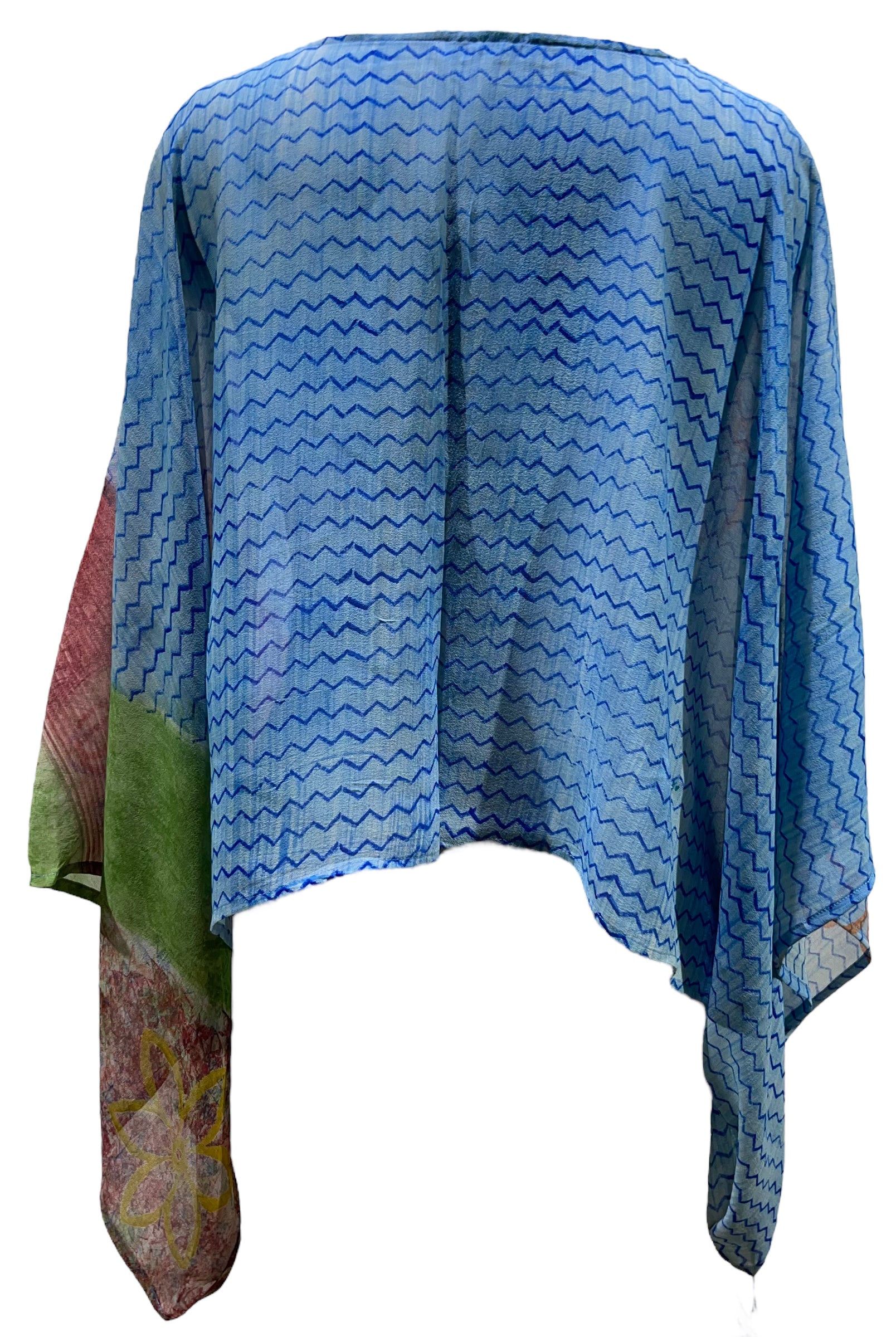 PRG5297  Sheer Avatar Pure Silk Kimono-Sleeved Top