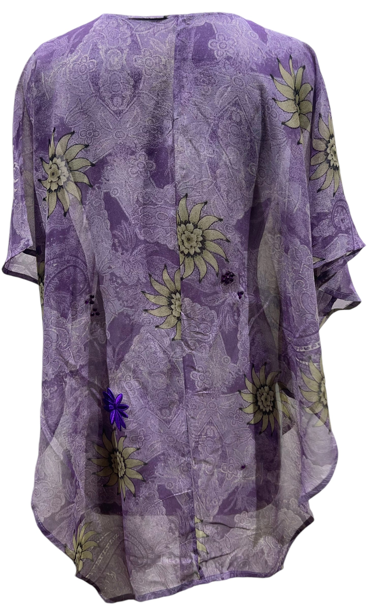 PRG5242  Sheer Avatar Pure Silk Waterfall Top