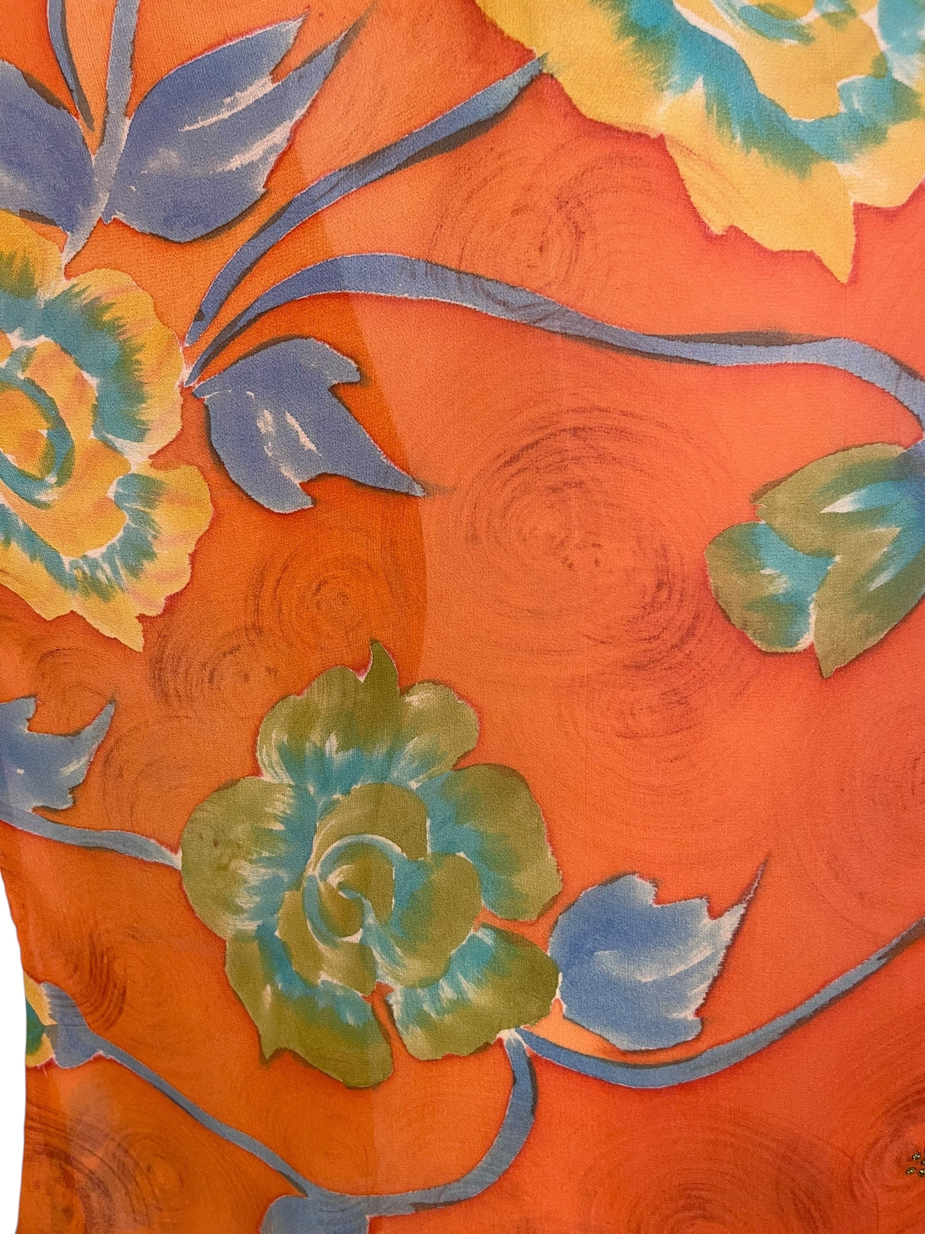 LADY LUCK PRG7140 Sheer Avatar Pure Silk Long Tunic with Side Ties