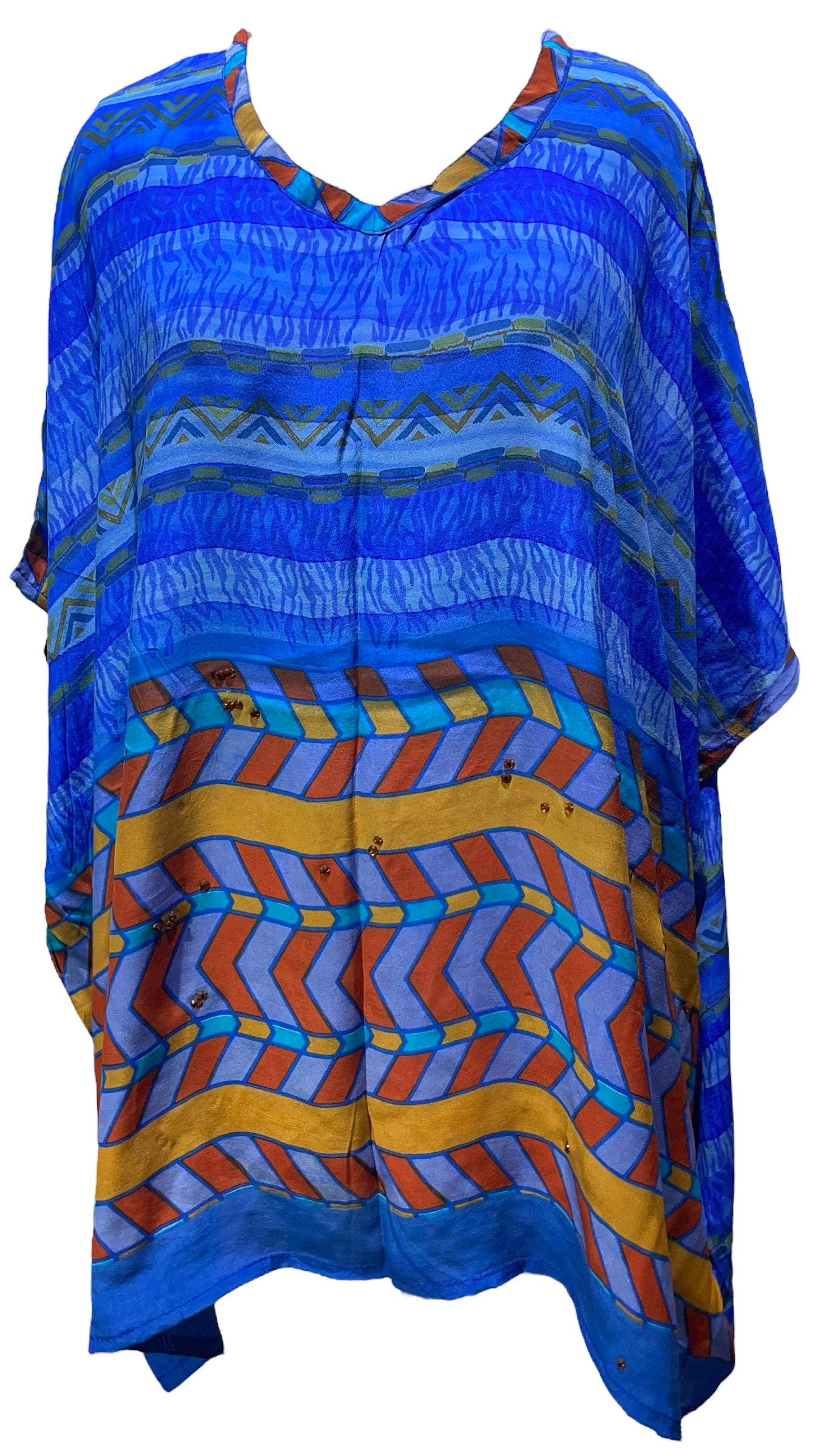 PRC5029 Wabi Sabi Pure Silk Short Kaftan Tunic