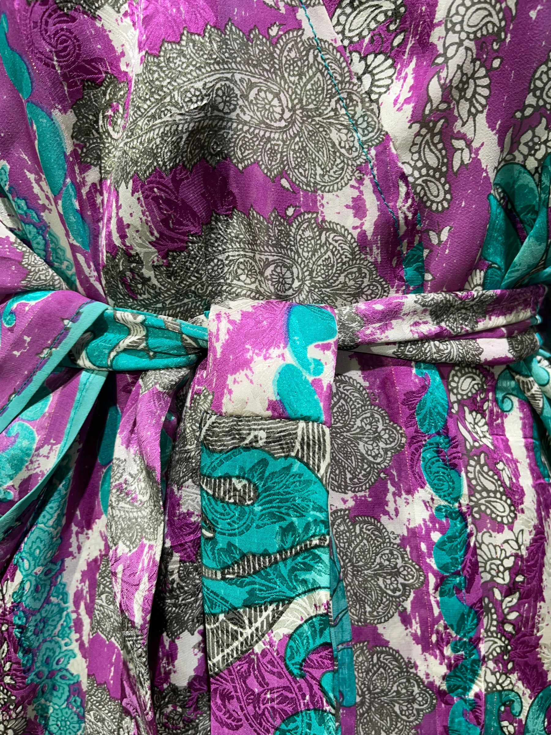 PRG3083 Sheer Avatar Pure Silk Kimono-Sleeved Jacket with Belt