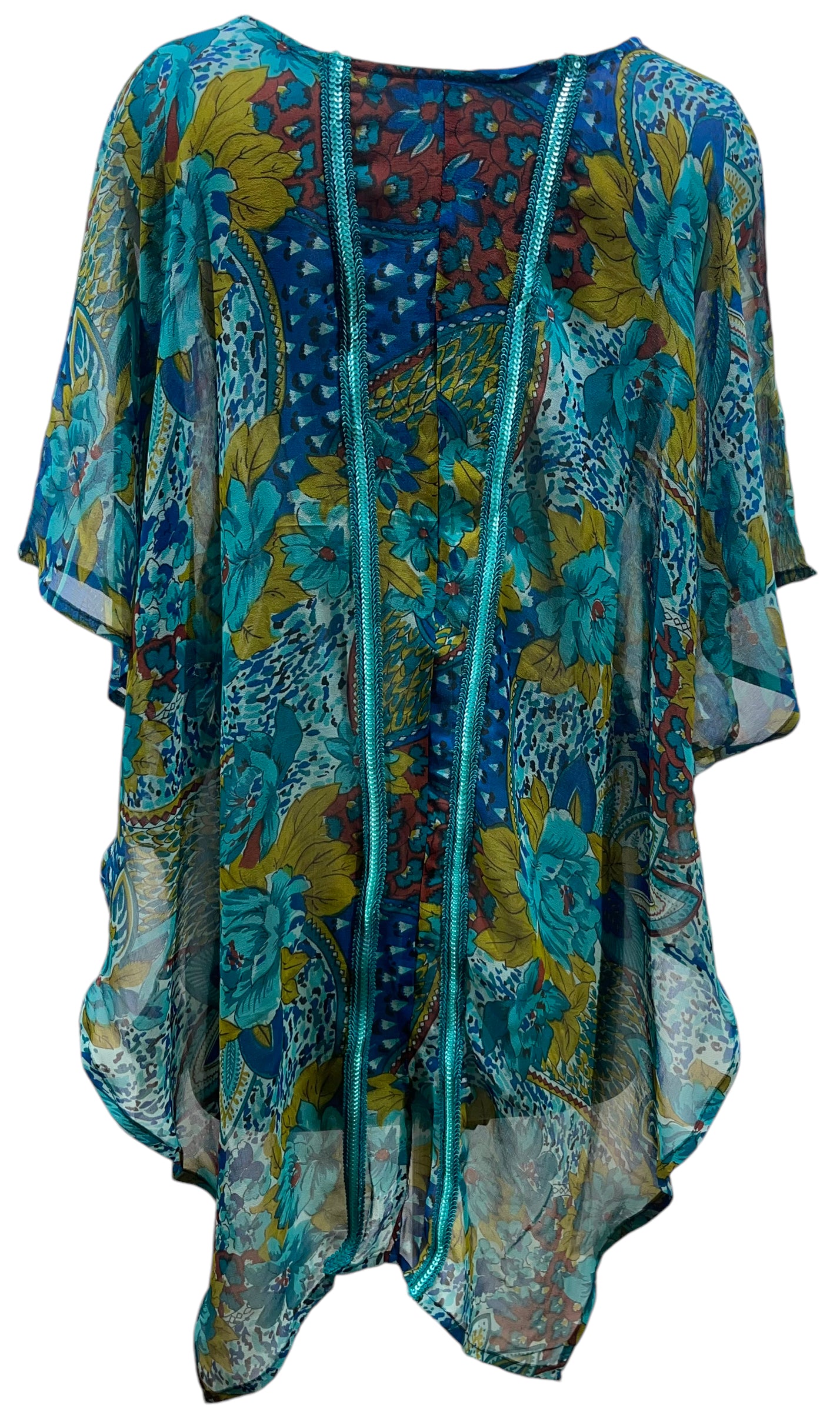 PRG5243  Sheer Avatar Pure Silk Waterfall Top