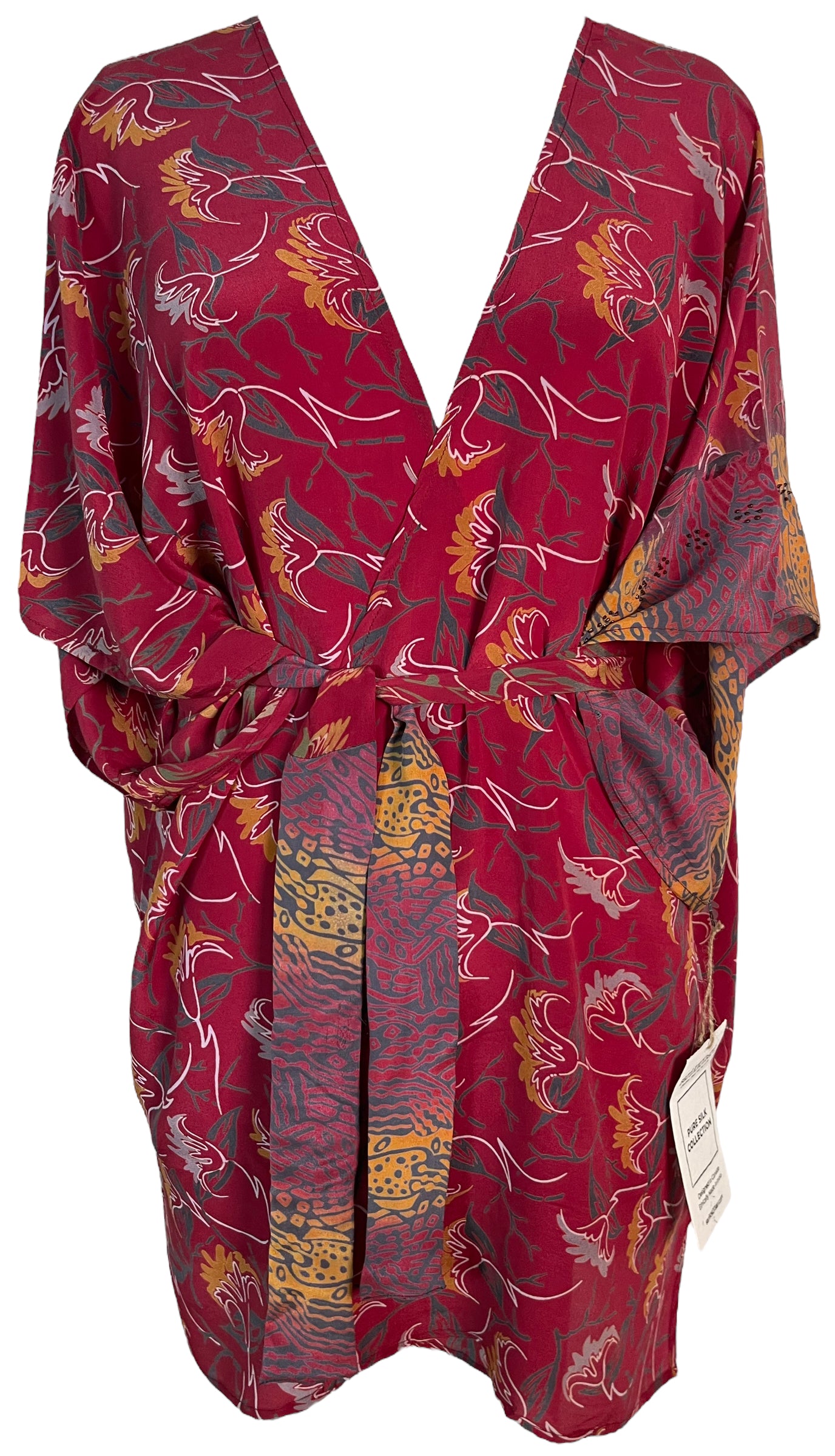 PRC5369 Avatar Pure Silk Kimono-Sleeved Jacket with Belt