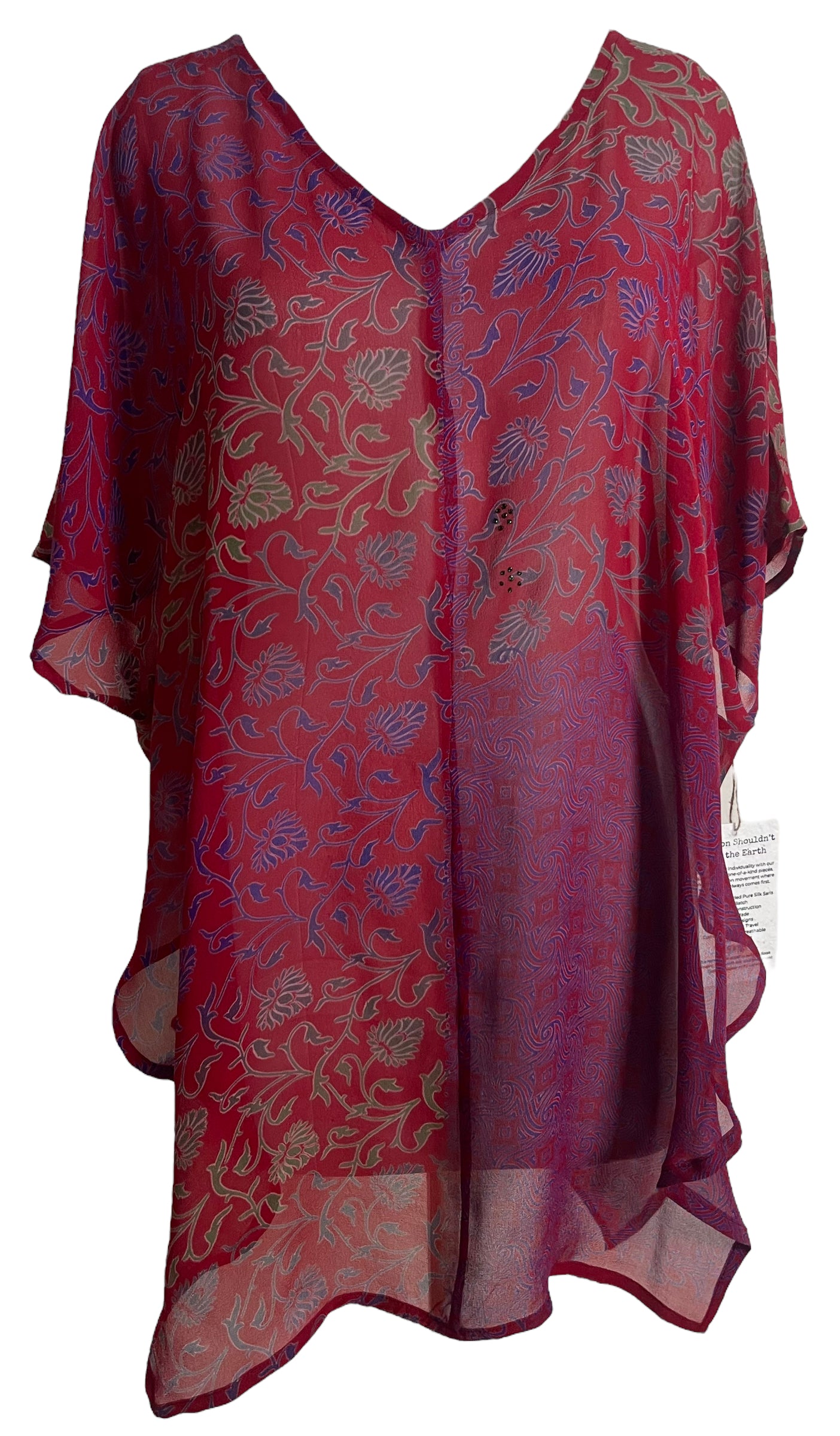 PRG5796 Sheer Avatar Pure Silk Waterfall Top