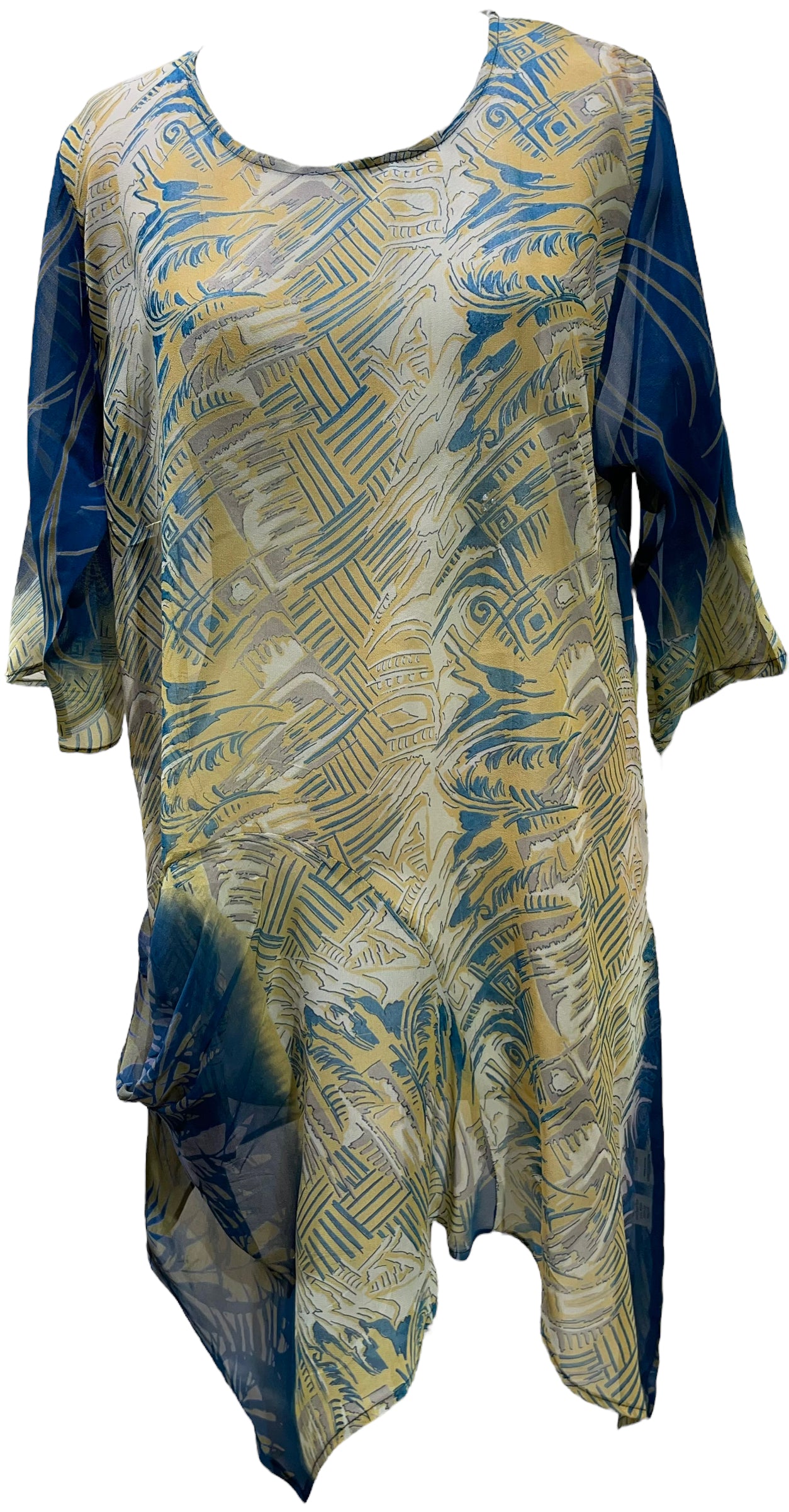 PRG5763 Sheer Avatar Pure Silk Self Pocket Tunic Dress