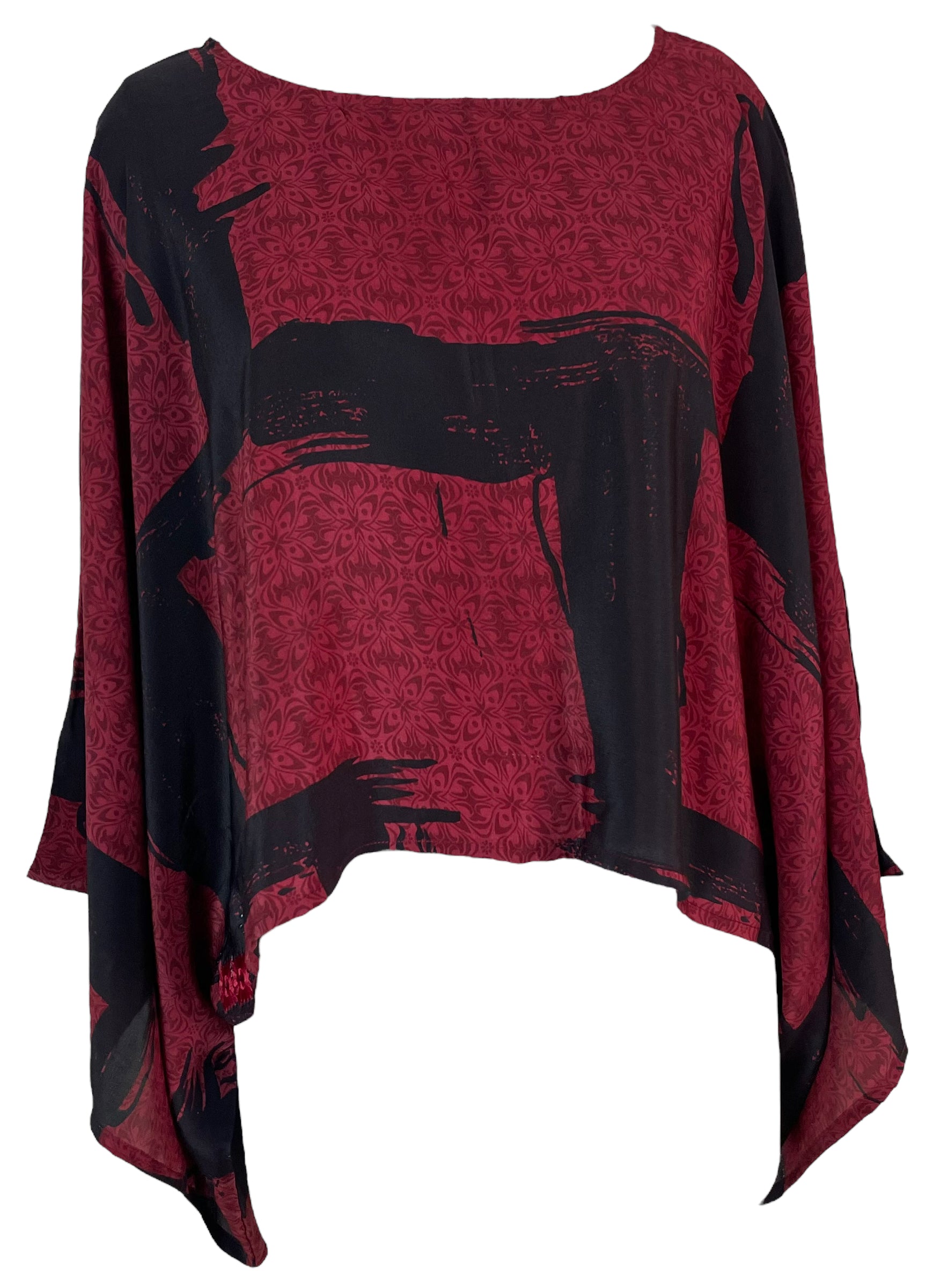 PRC5664 Avatar Pure Silk Kimono-Sleeved Top