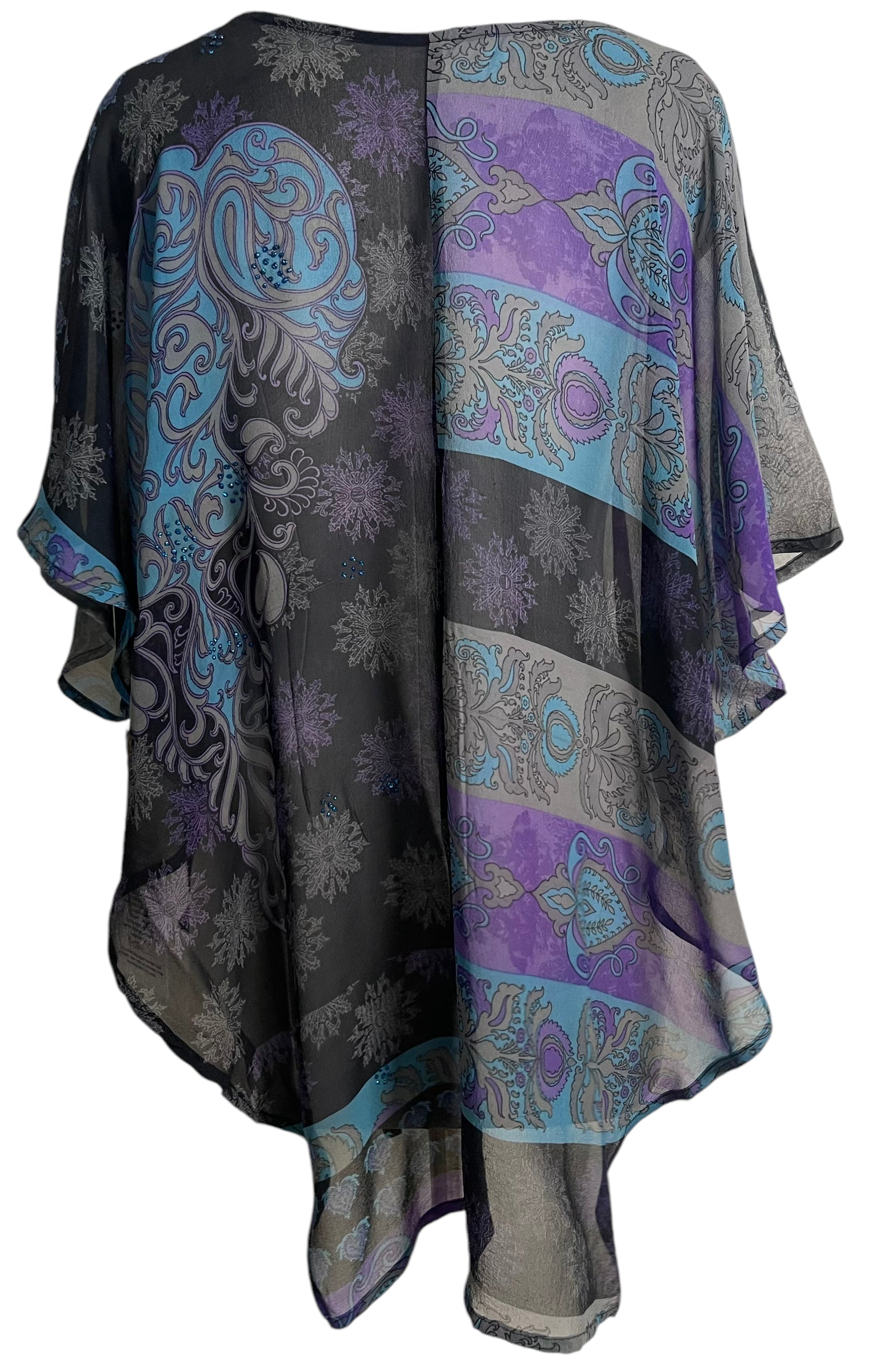 PRG5814 Sheer Avatar Pure Silk Waterfall Top