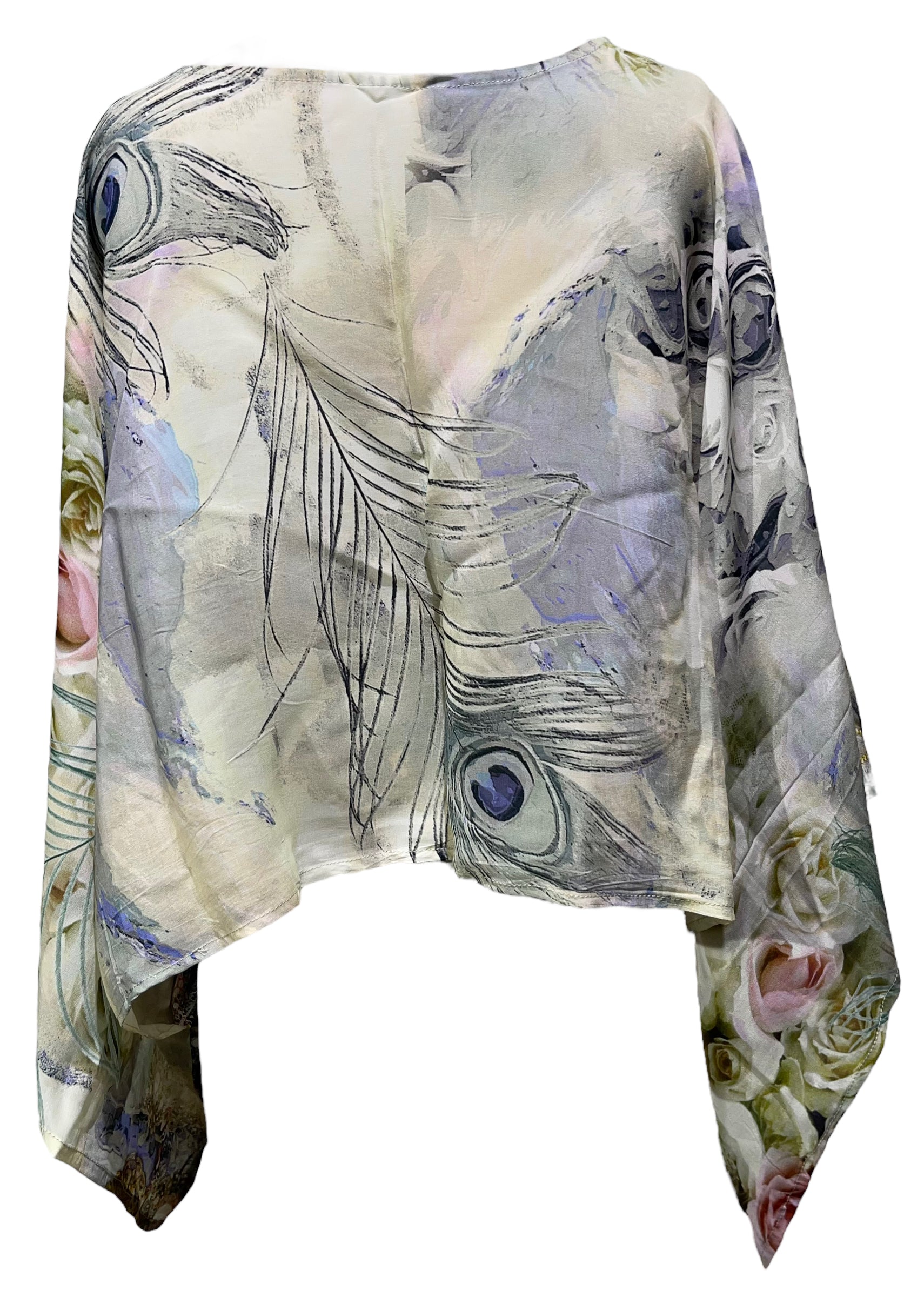PRG4584 Sheer Nirvana Pure Silk Kimono-Sleeved Top