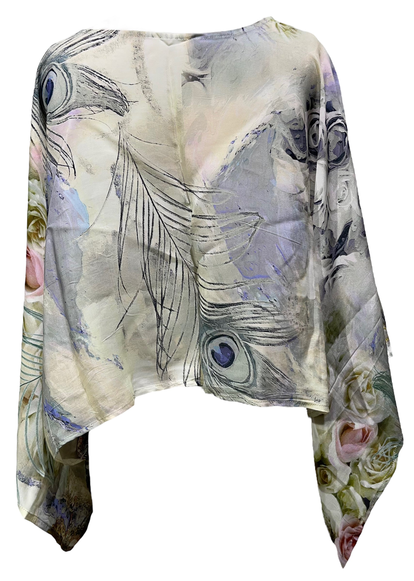 PRG4584 Sheer Avatar Pure Silk Kimono-Sleeved Top